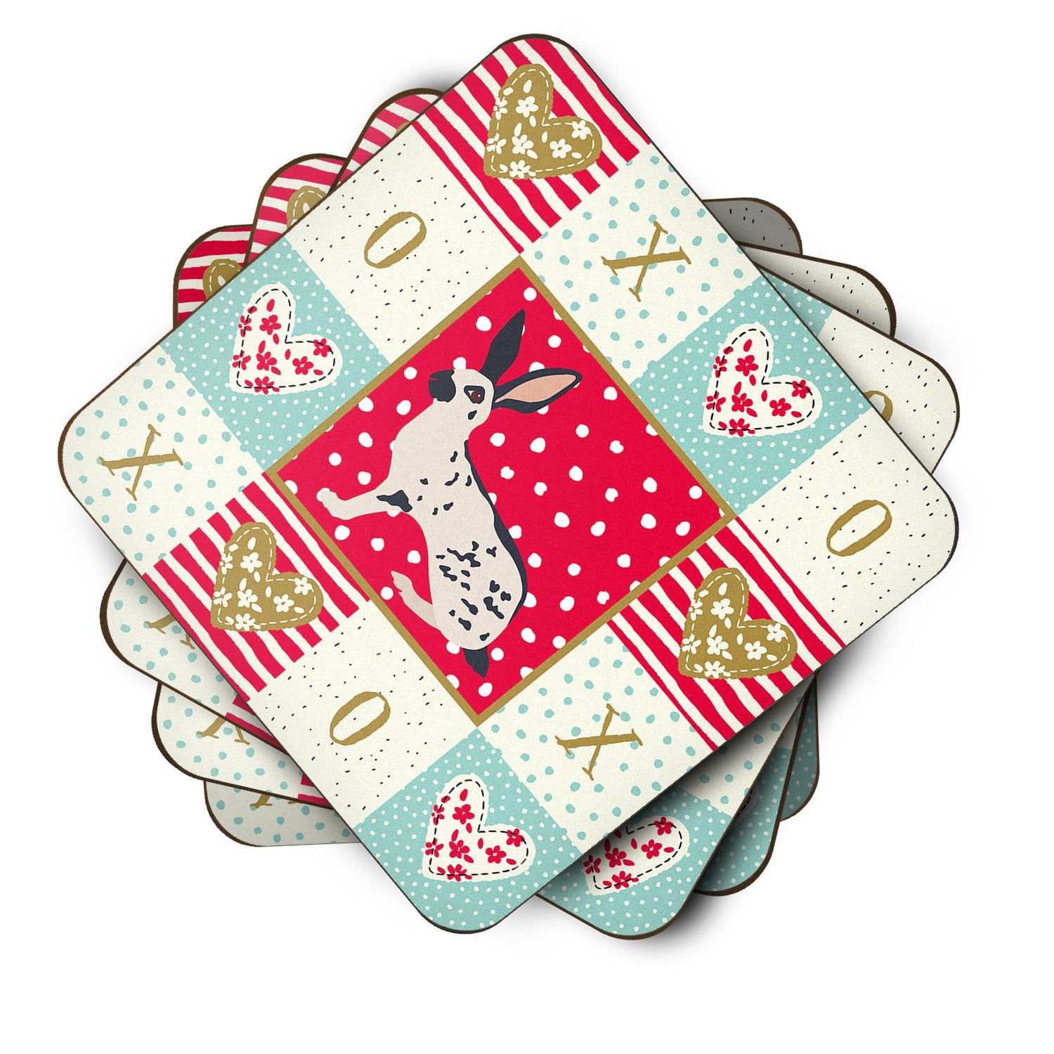 Set of 4 English Spot Rabbit Love Foam Coasters Set of 4 CK5388FC by Caroline's Treasures