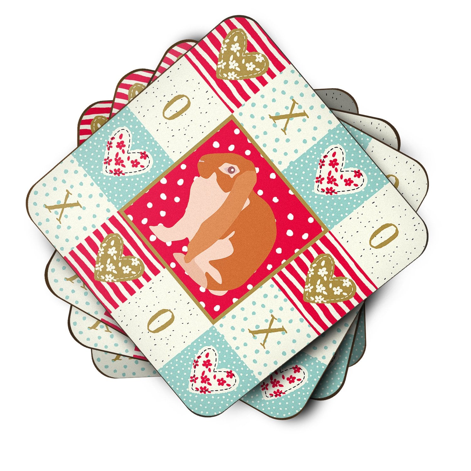 Set of 4 English Lop Rabbit Love Foam Coasters Set of 4 CK5389FC by Caroline's Treasures