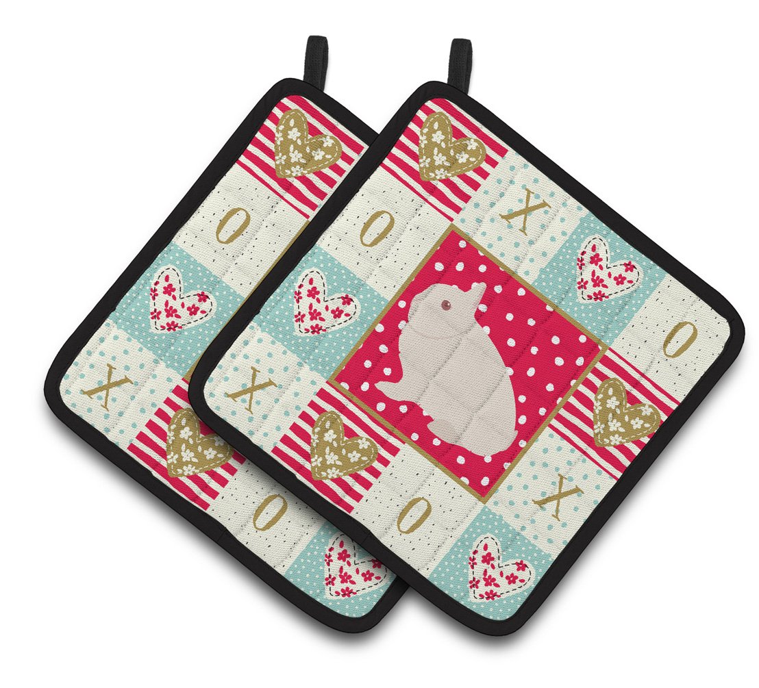 Hermelin Rabbit Love Pair of Pot Holders CK5391PTHD by Caroline&#39;s Treasures