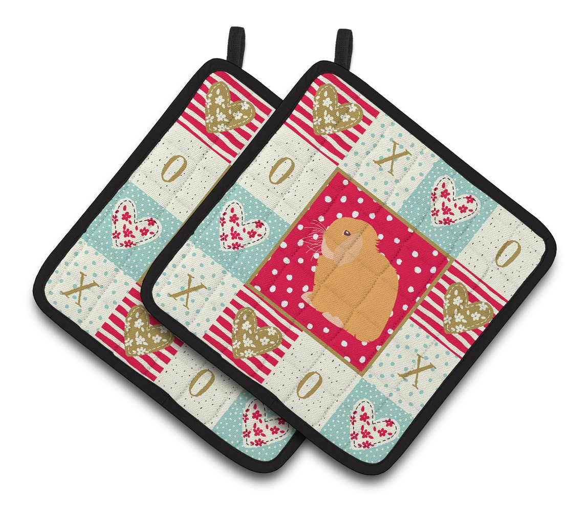 Holland Lop Rabbit Love Pair of Pot Holders CK5395PTHD by Caroline's Treasures