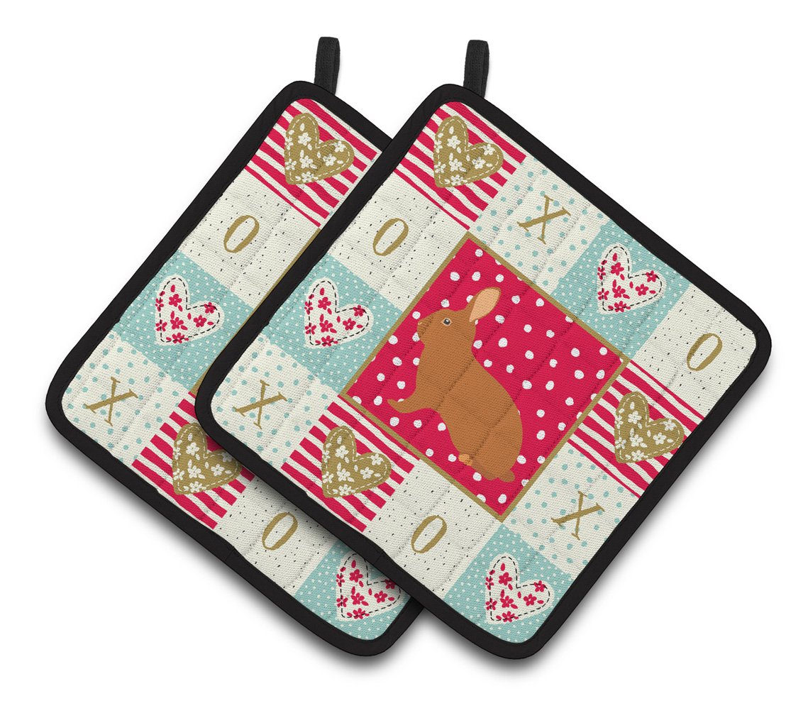 Rex Rabbit Love Pair of Pot Holders CK5396PTHD by Caroline's Treasures