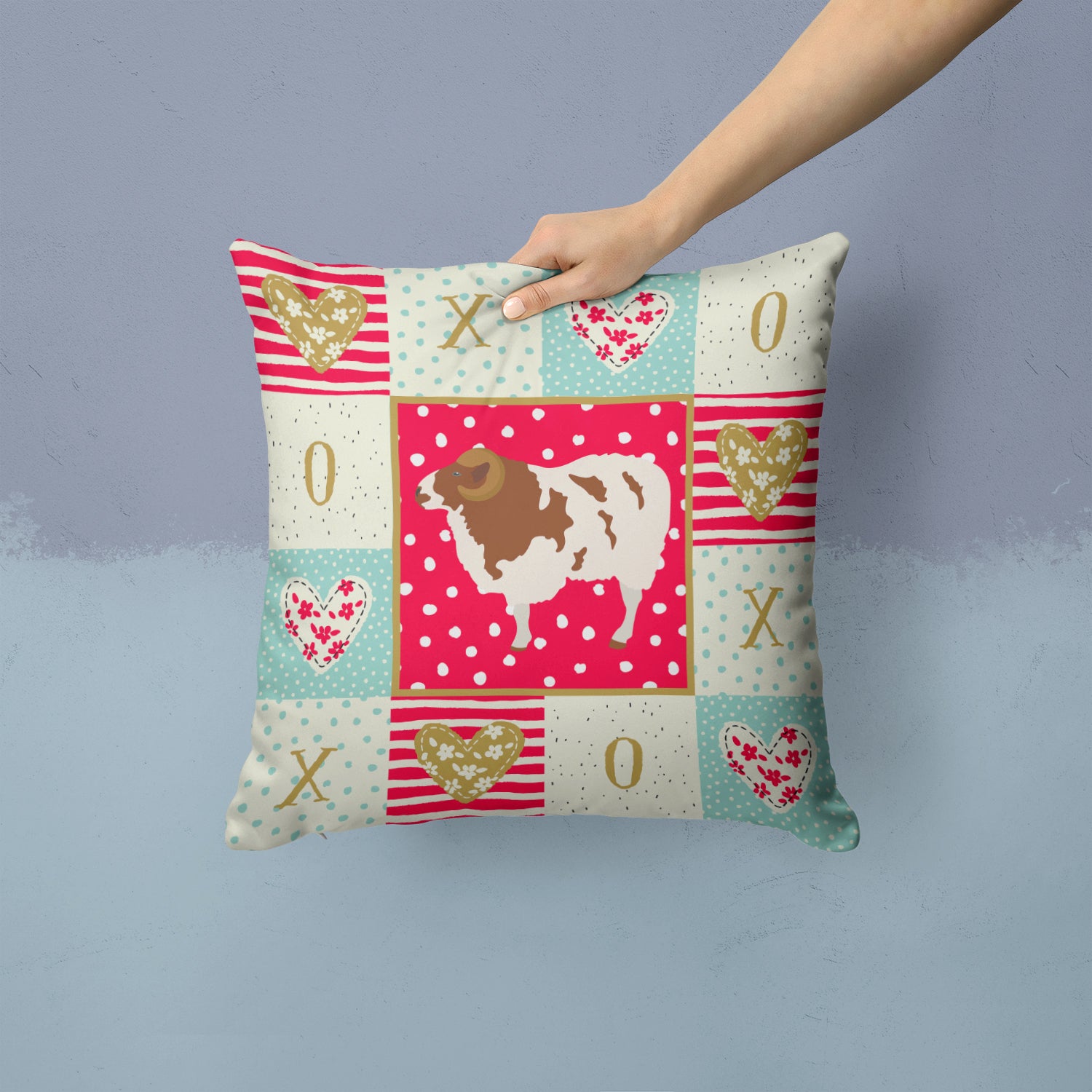 Jacob Sheep Love Fabric Decorative Pillow CK5402PW1414 - the-store.com