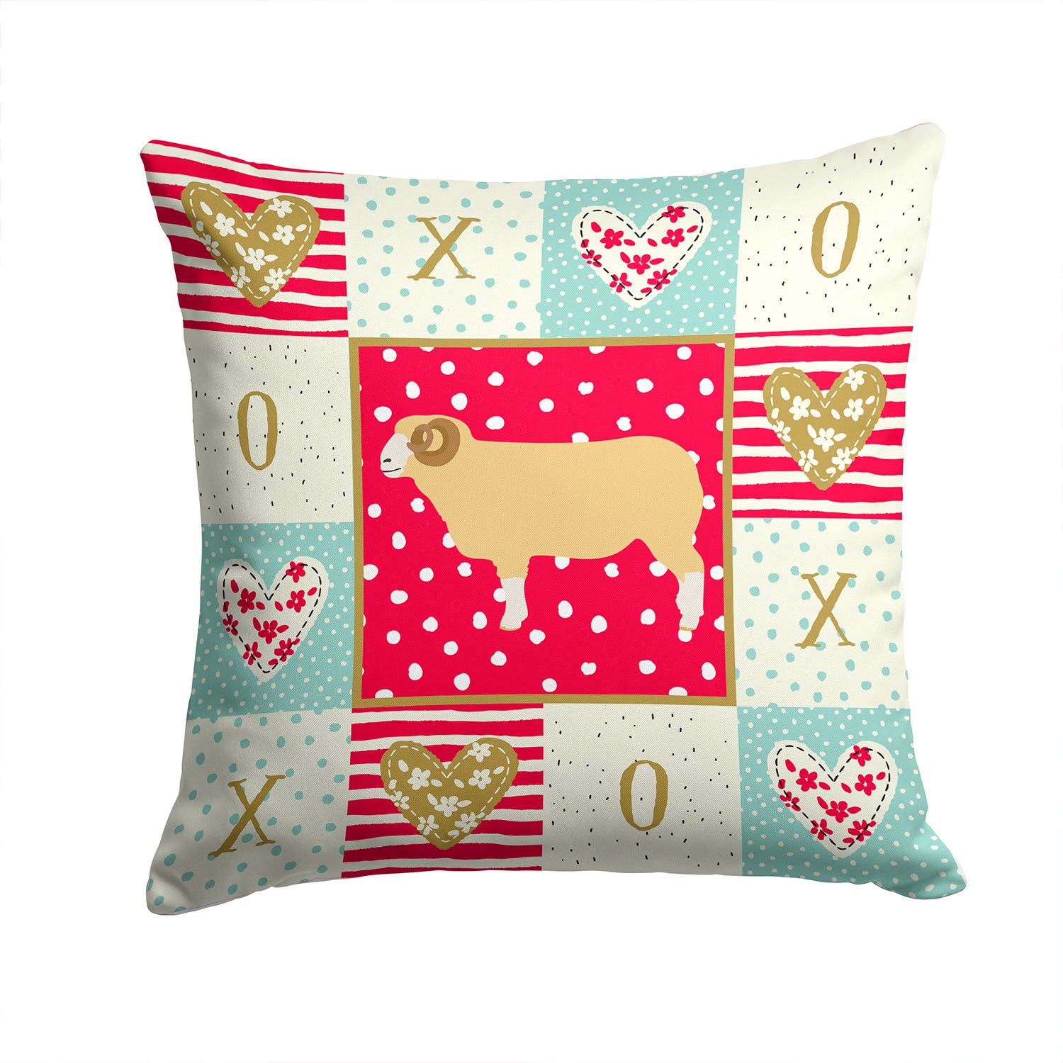 Horned Dorset Sheep Love Fabric Decorative Pillow CK5407PW1414 - the-store.com