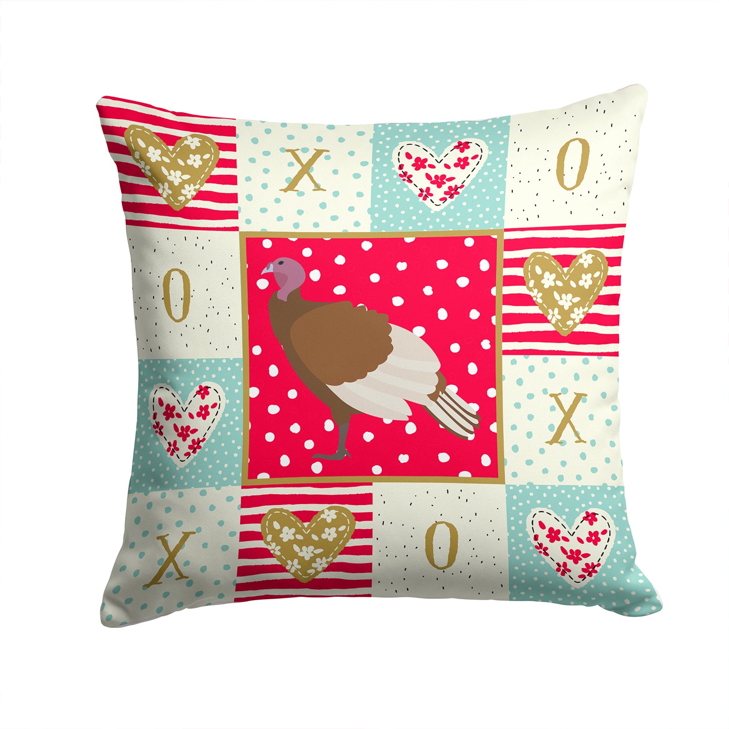 Bourbon Red Turkey Hen Love Fabric Decorative Pillow CK5409PW1414 - the-store.com