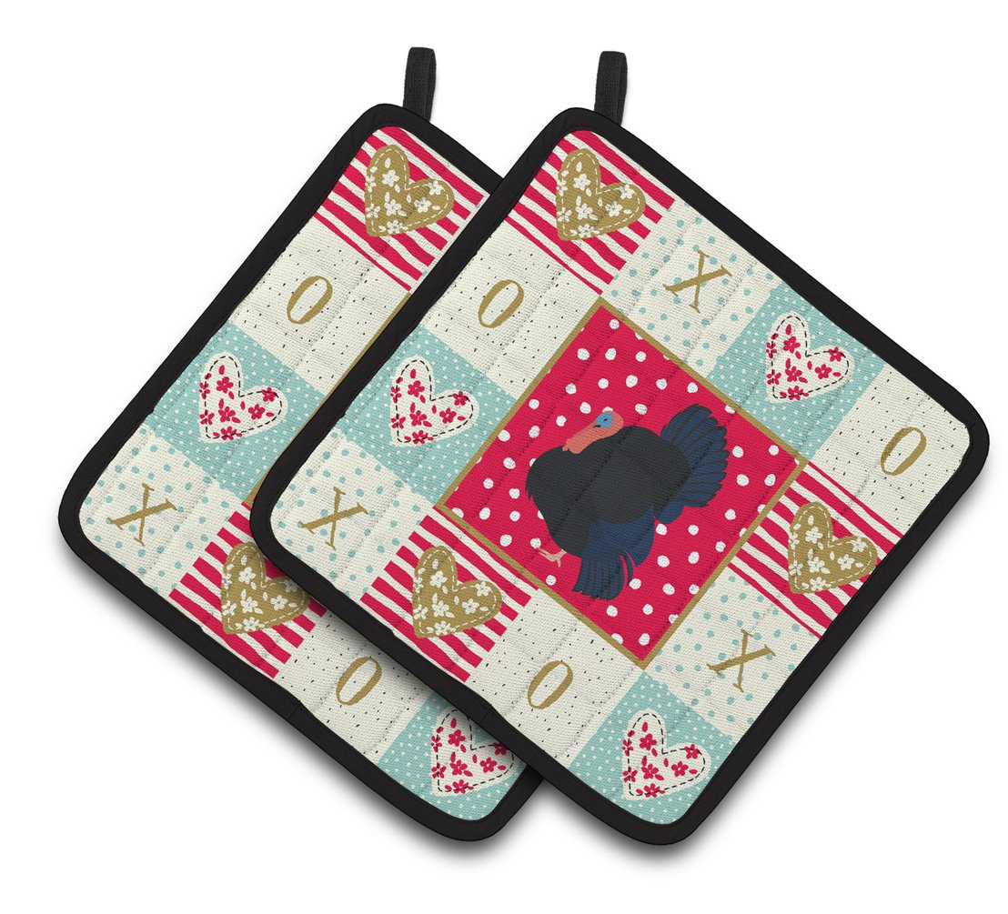 Norfolk Black Turkey Love Pair of Pot Holders CK5412PTHD by Caroline's Treasures