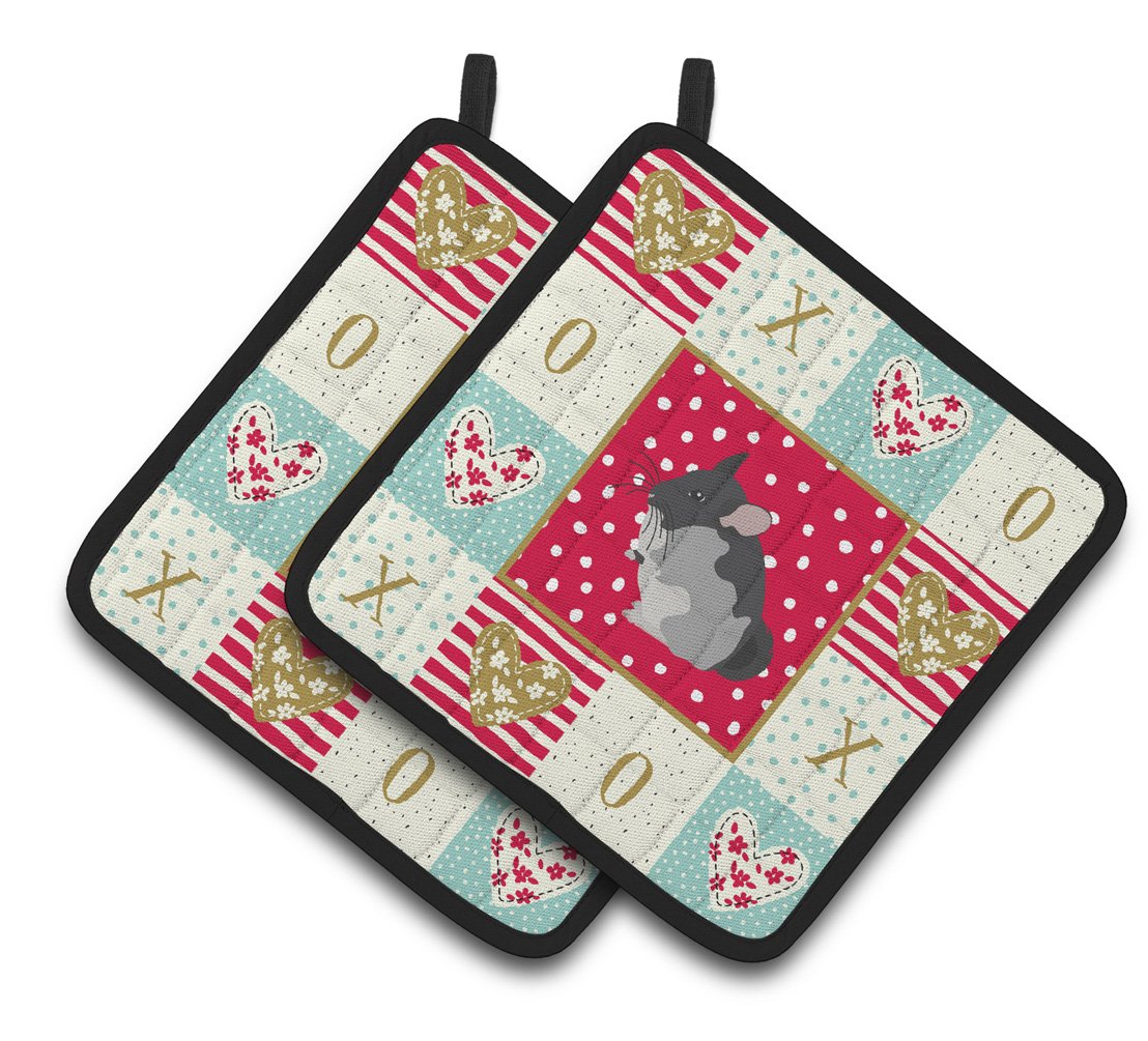 Black Velvet Chinchilla Love Pair of Pot Holders CK5420PTHD by Caroline's Treasures