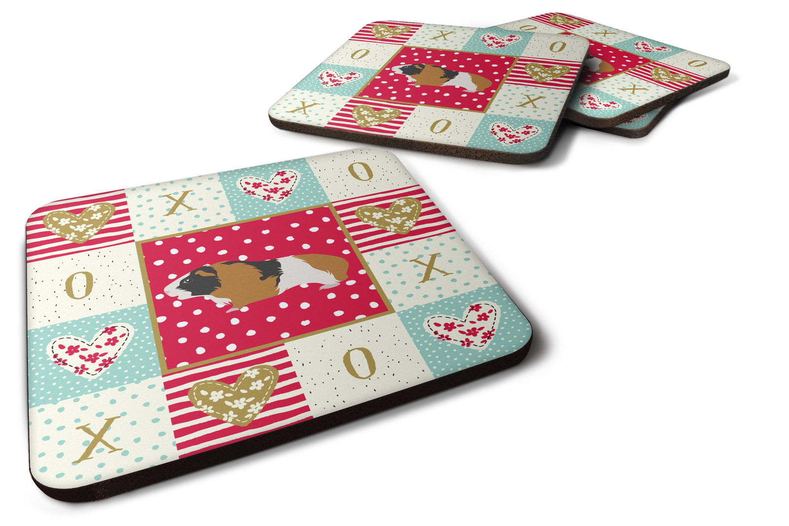 Set of 4 Rex Guinea Pig Love Foam Coasters Set of 4 CK5432FC by Caroline's Treasures