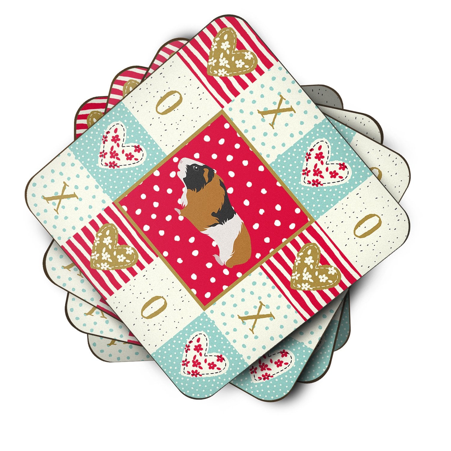 Set of 4 Rex Guinea Pig Love Foam Coasters Set of 4 CK5432FC by Caroline's Treasures