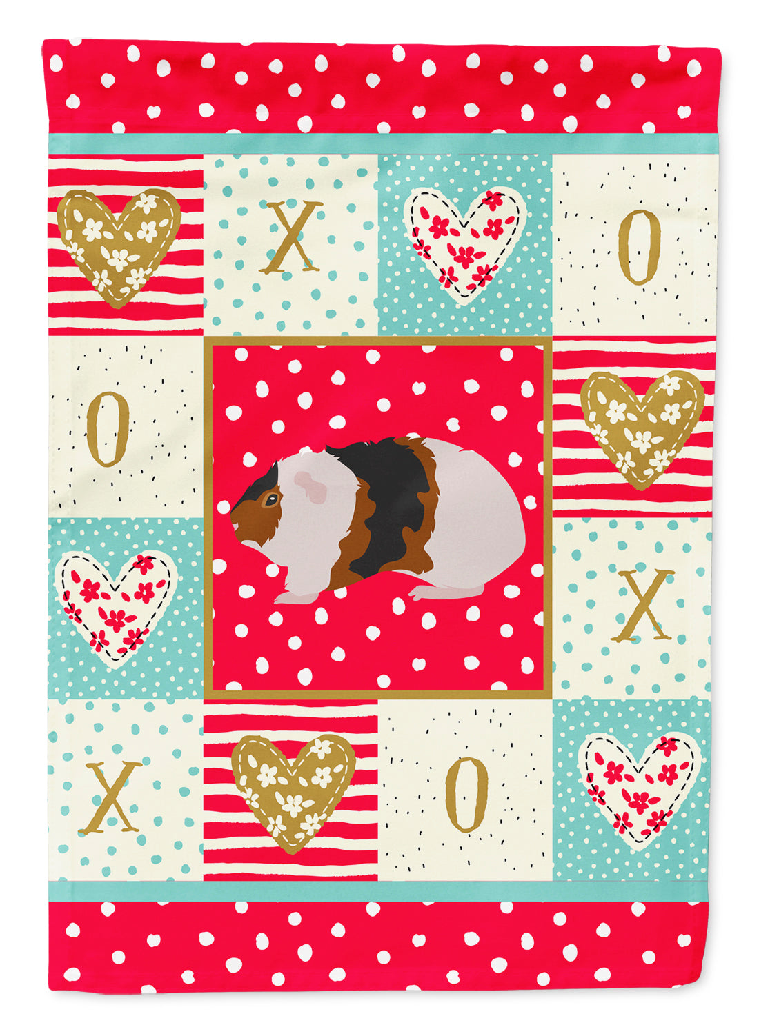 Teddy Guinea Pig Love Flag Canvas House Size CK5436CHF  the-store.com.