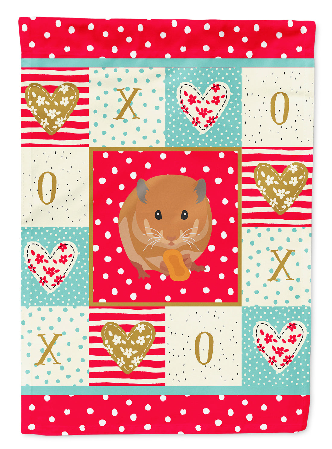 Teddy Bear Hamster Love Flag Canvas House Size CK5444CHF  the-store.com.