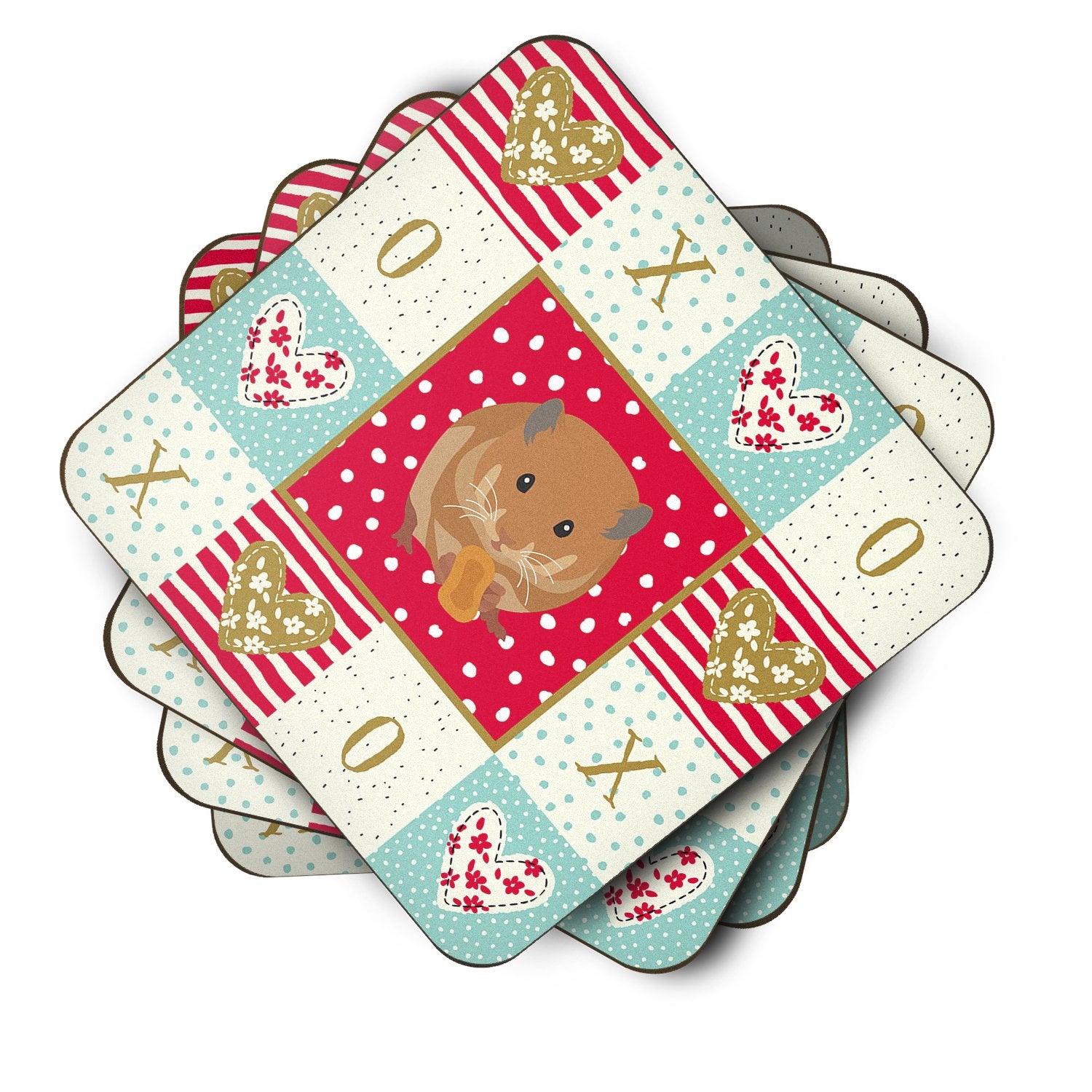 Set of 4 Teddy Bear Hamster Love Foam Coasters Set of 4 CK5444FC by Caroline's Treasures