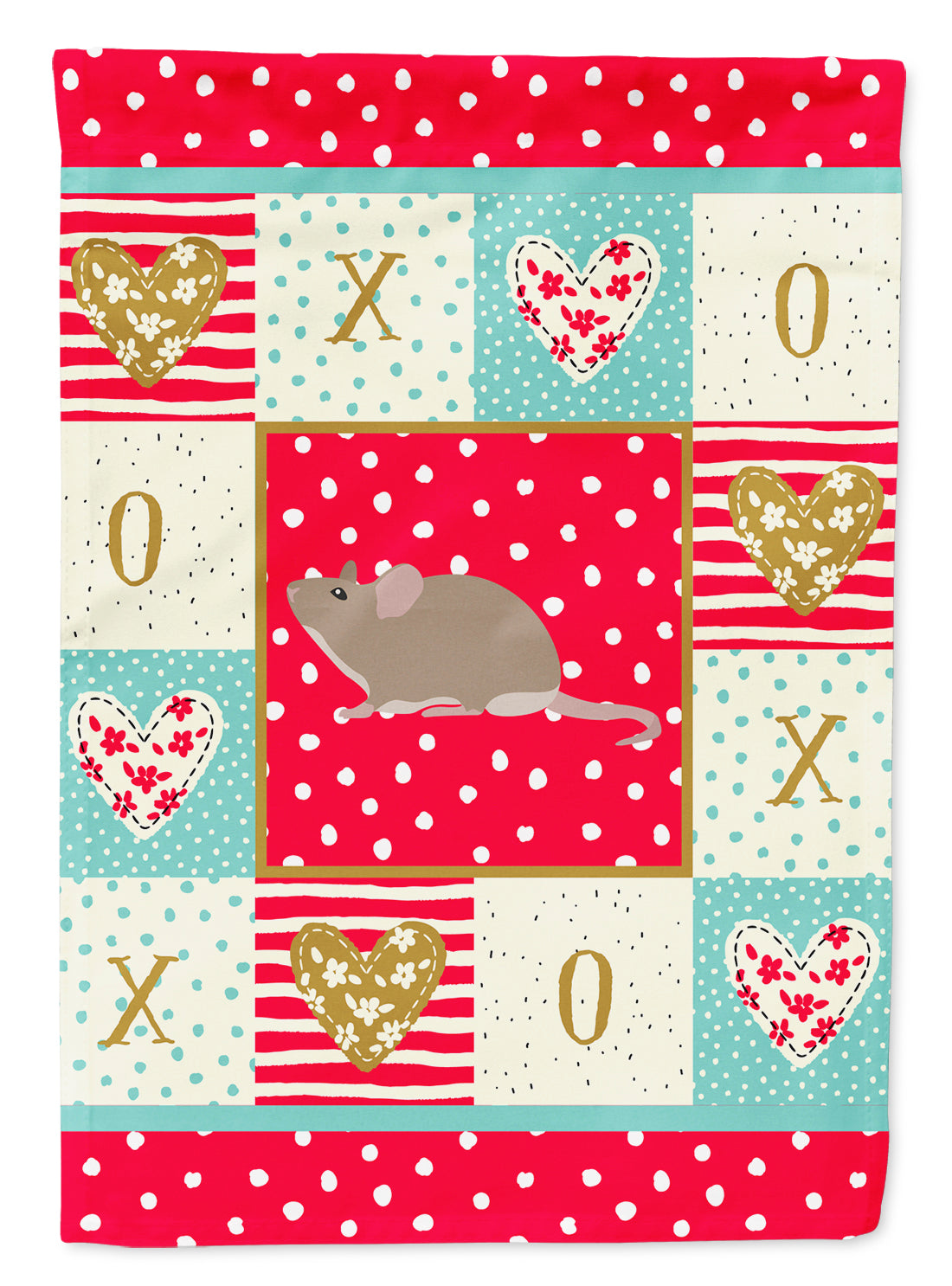 Grey Domestic Mouse Love Flag Garden Size CK5450GF  the-store.com.