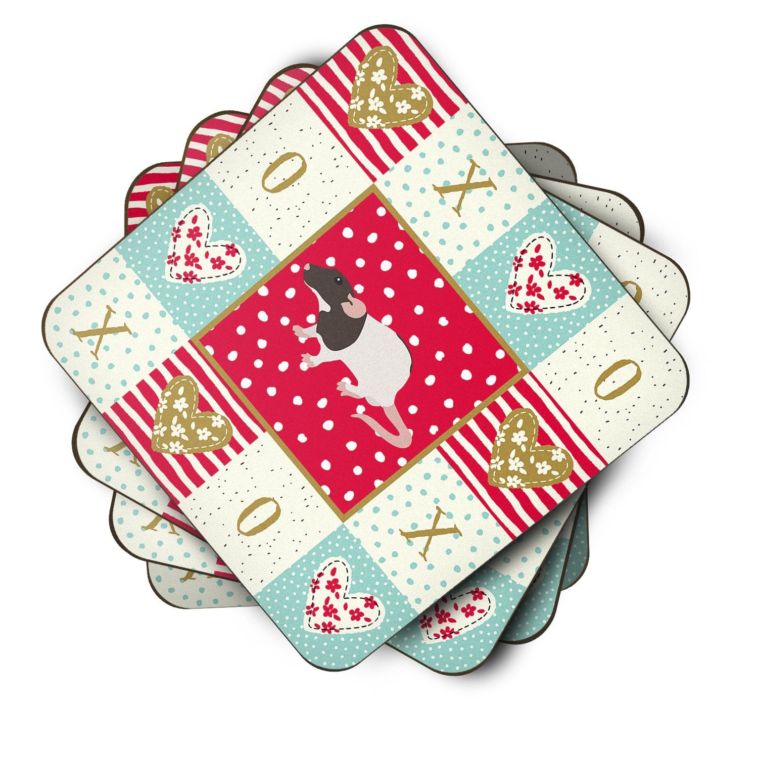 Set of 4 Dumbo Rat Love Foam Coasters Set of 4 CK5459FC by Caroline's Treasures