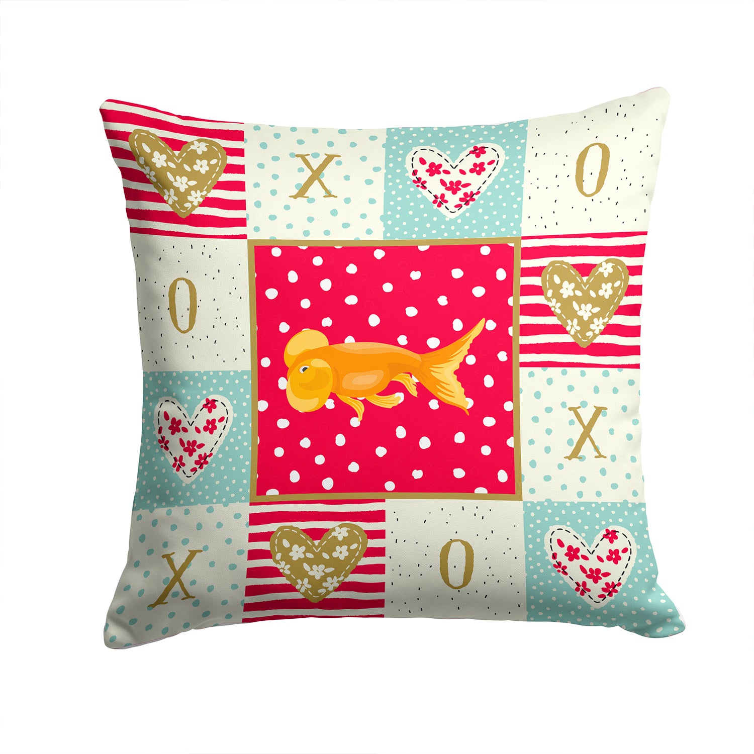 Bubble Eyed Goldfish Love Fabric Decorative Pillow CK5470PW1414 - the-store.com