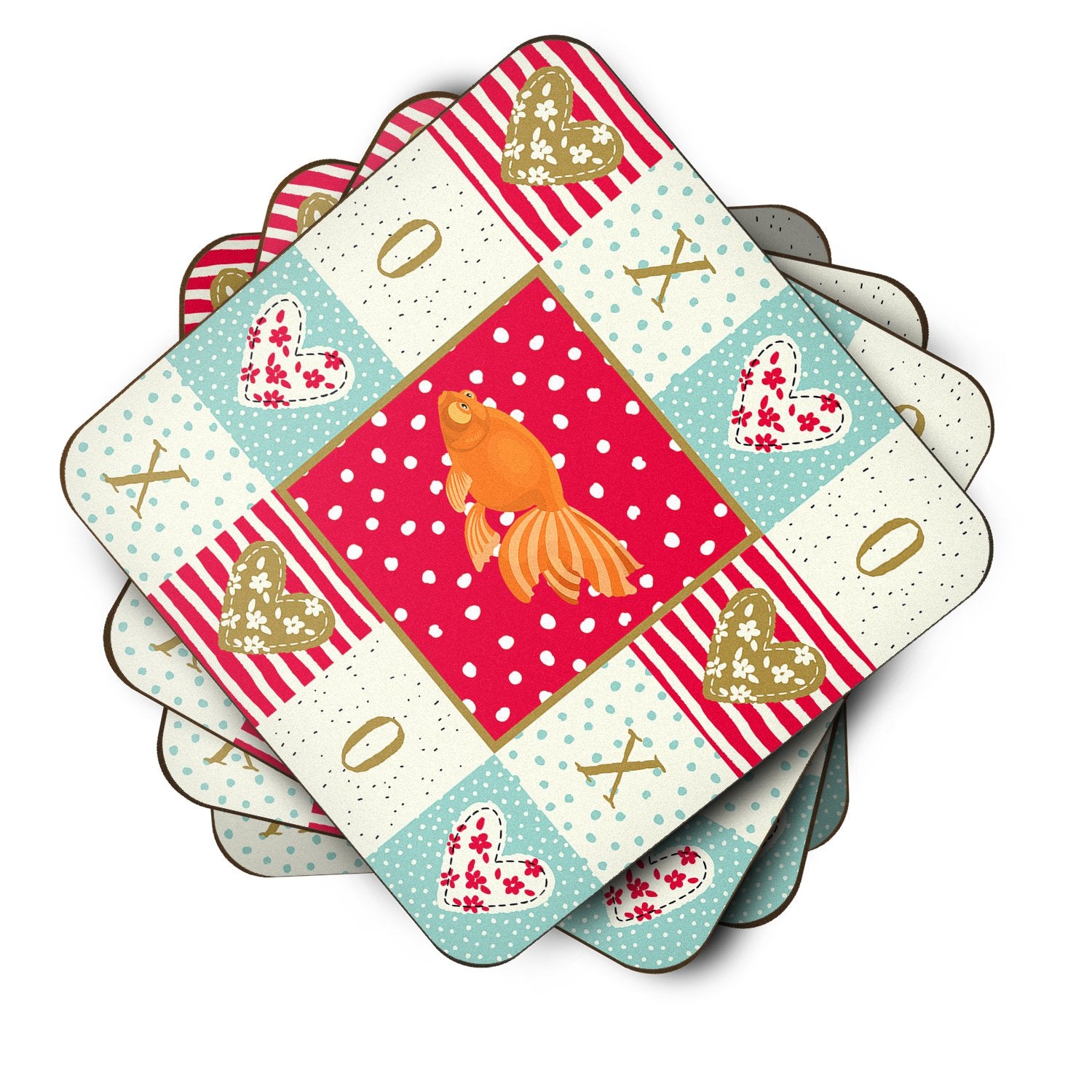 Set of 4 Celestial Eye Goldfish Love Foam Coasters Set of 4 CK5471FC by Caroline's Treasures