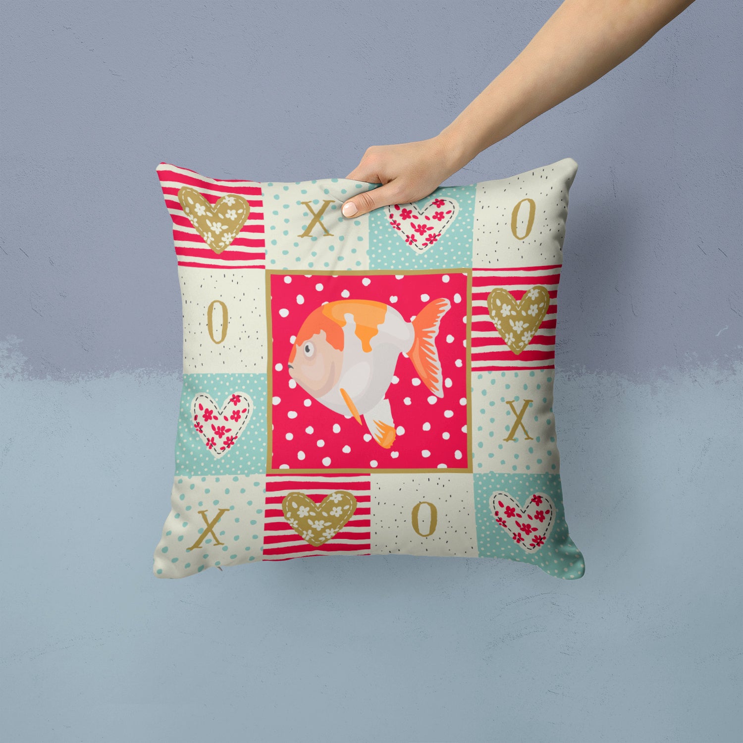 Lionhead Goldfish Love Fabric Decorative Pillow CK5474PW1414 - the-store.com