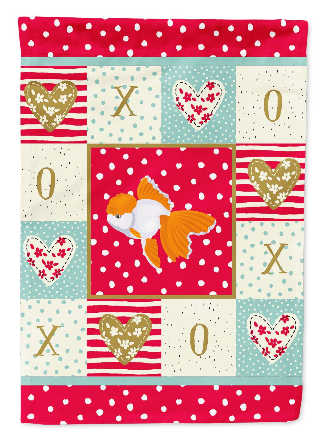 Oranda Red Cap Goldfish Love Flag Canvas House Size CK5475CHF  the-store.com.