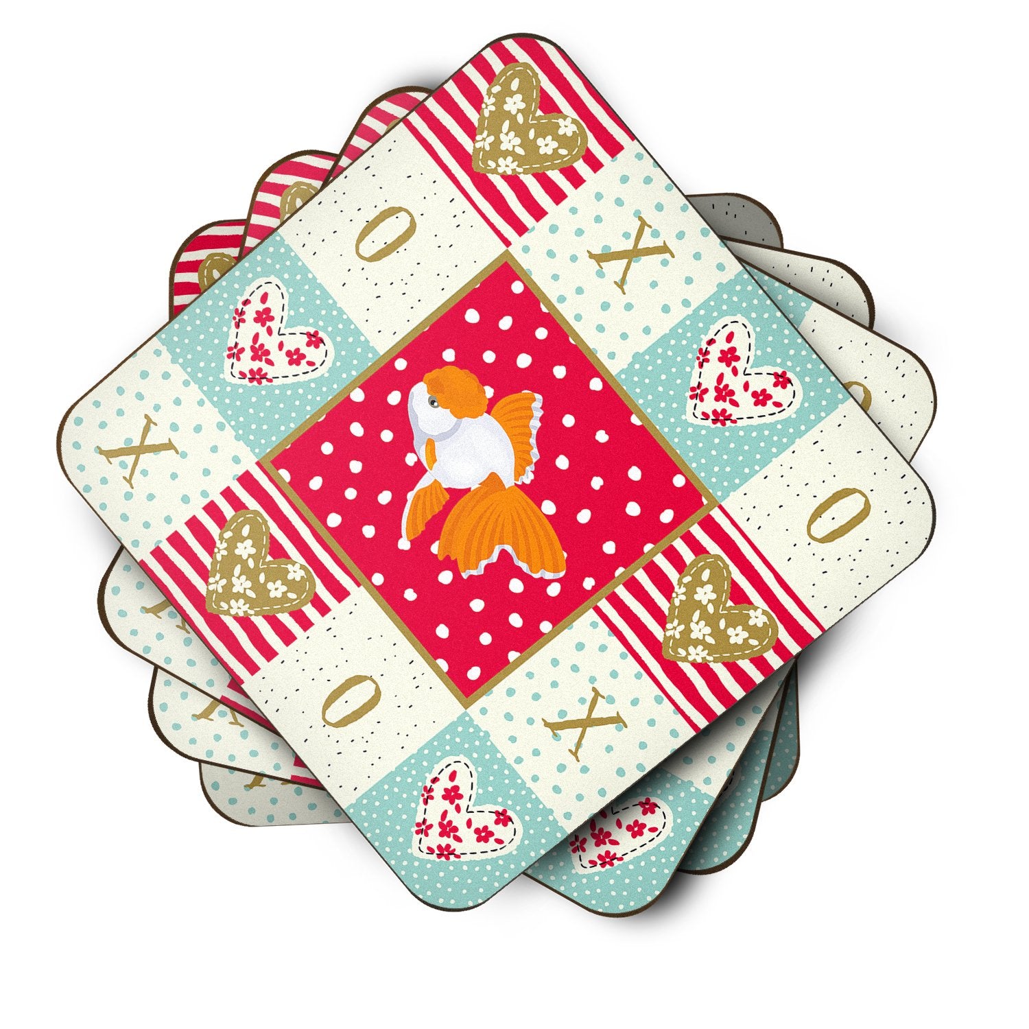 Set of 4 Oranda Red Cap Goldfish Love Foam Coasters Set of 4 CK5475FC by Caroline's Treasures