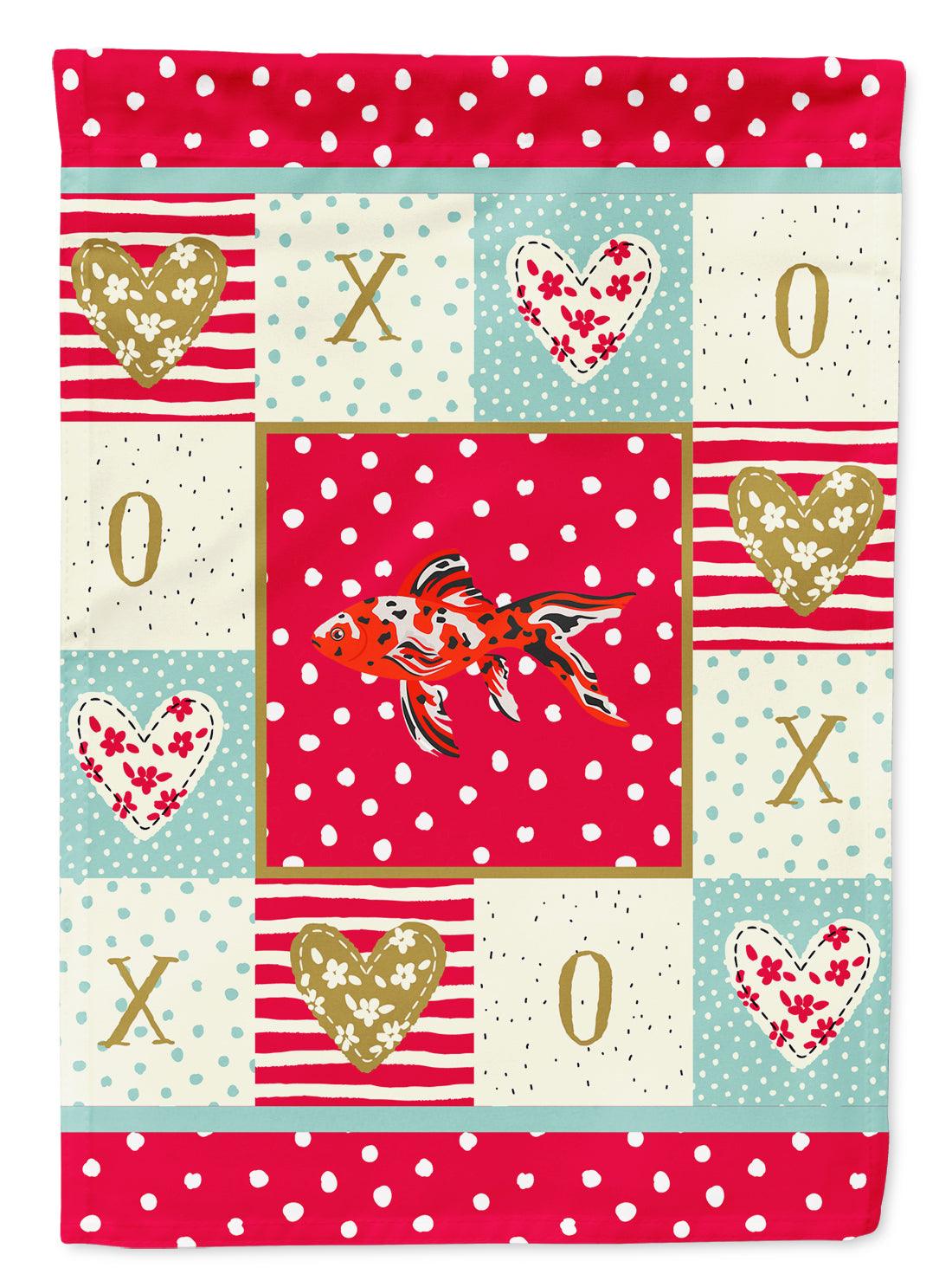 Shubunkin Goldfish Love Flag Canvas House Size CK5478CHF  the-store.com.