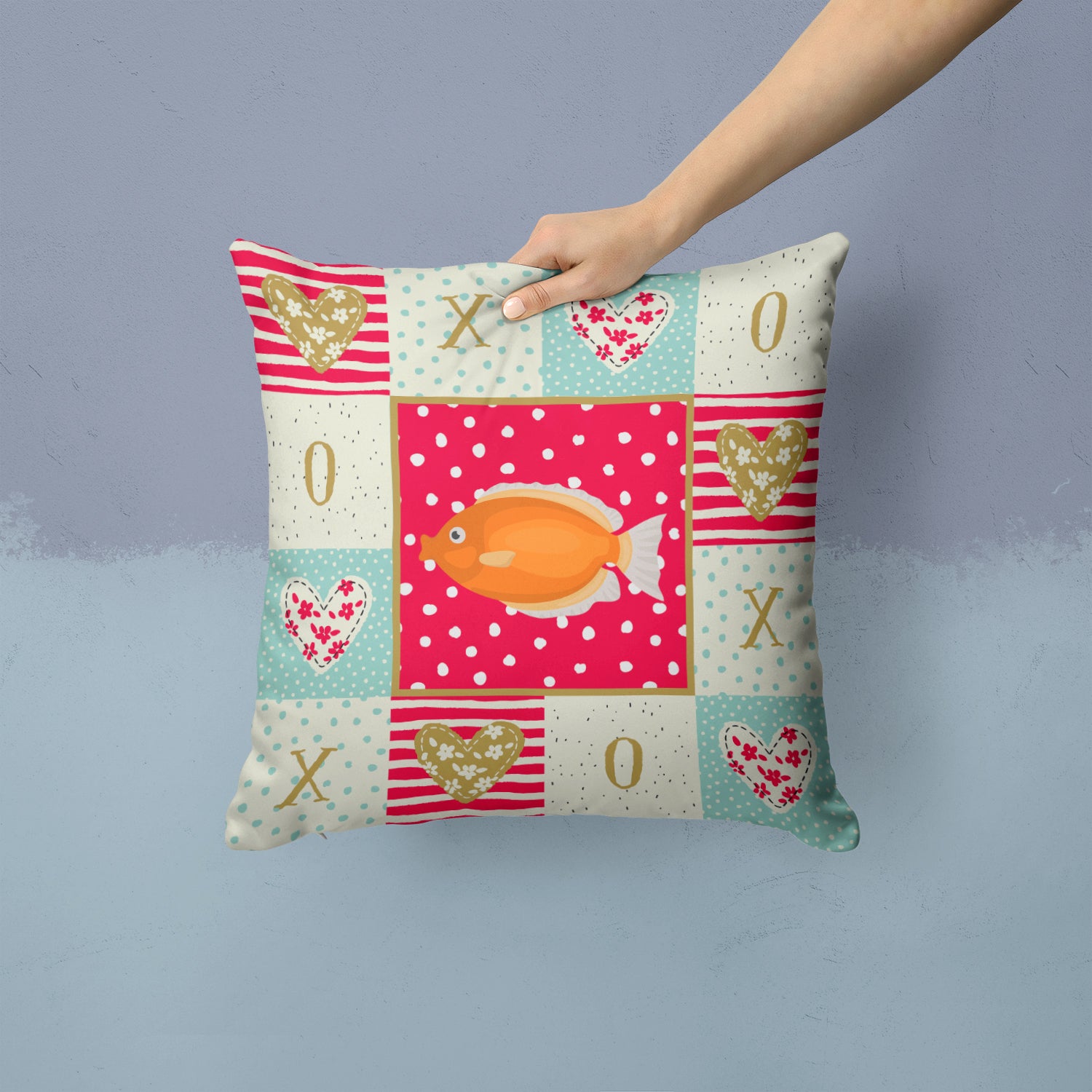 Kissing Gourami Love Fabric Decorative Pillow CK5488PW1414 - the-store.com