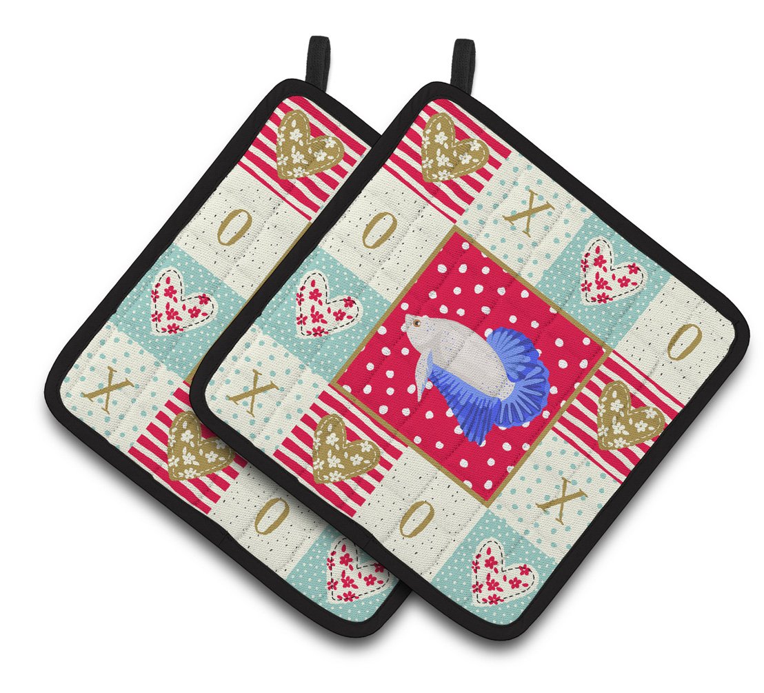 Plakat Betta Love Pair of Pot Holders CK5492PTHD by Caroline&#39;s Treasures