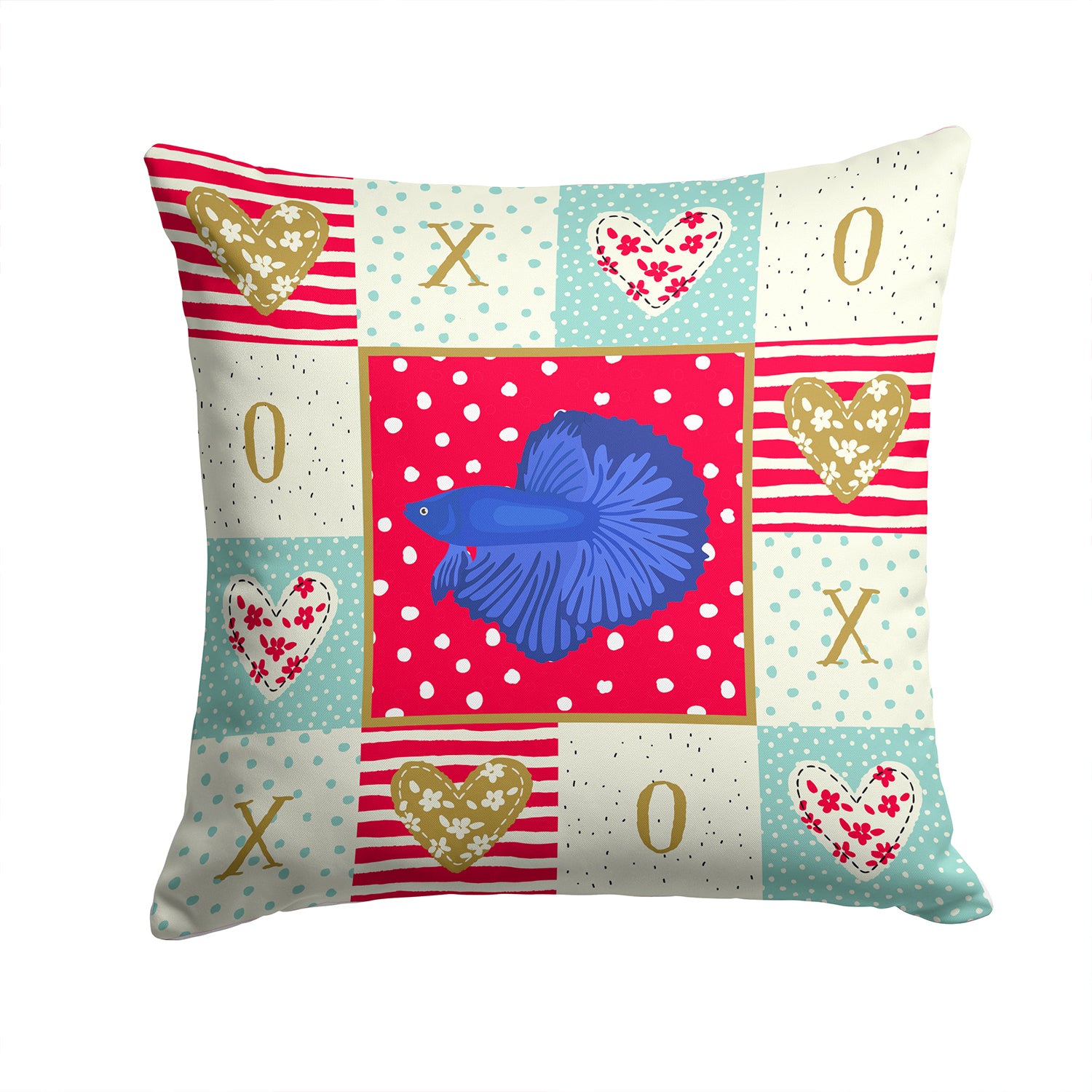 Super Delta Tail Betta Love Fabric Decorative Pillow CK5493PW1414 - the-store.com