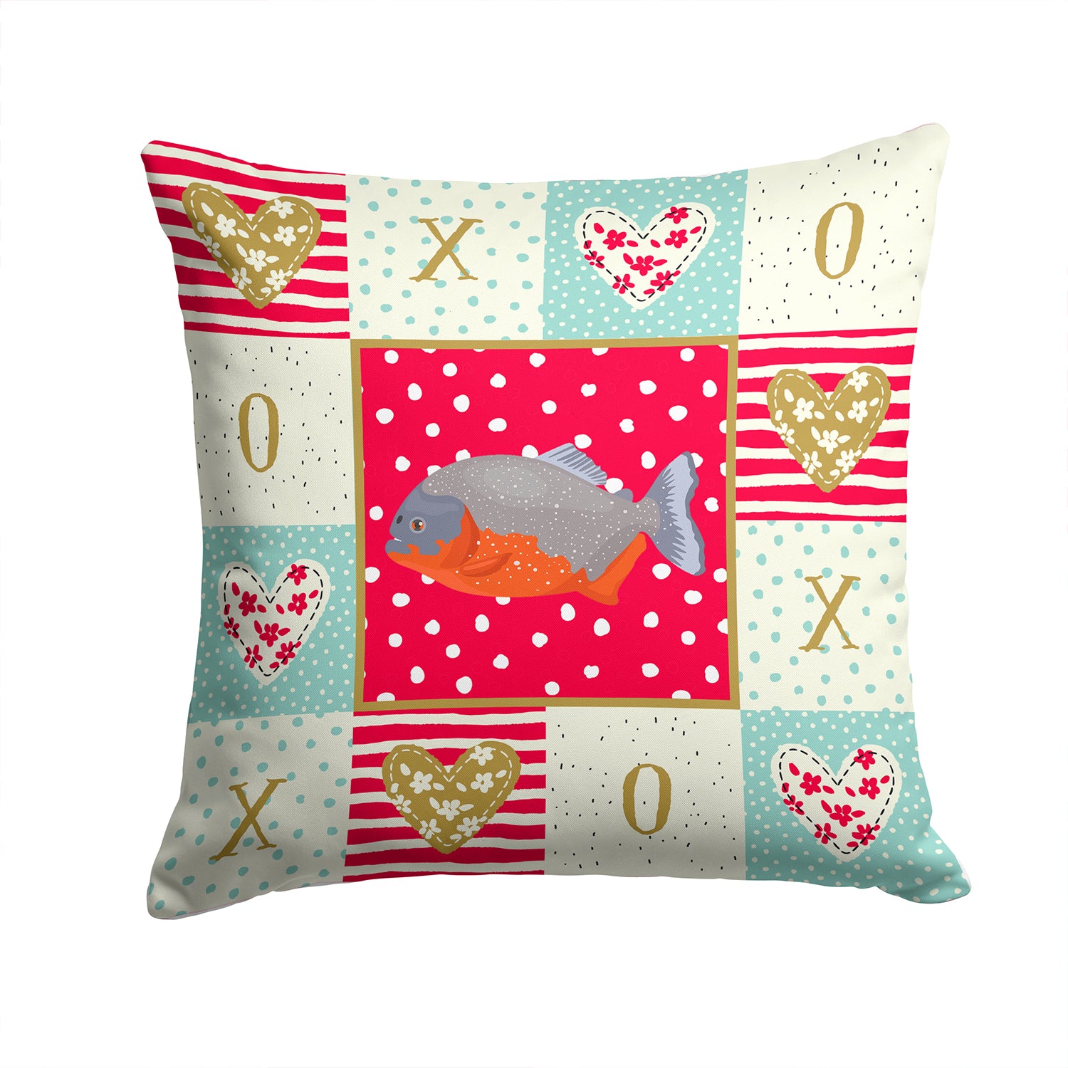 Piranha Love Fabric Decorative Pillow CK5495PW1414 - the-store.com