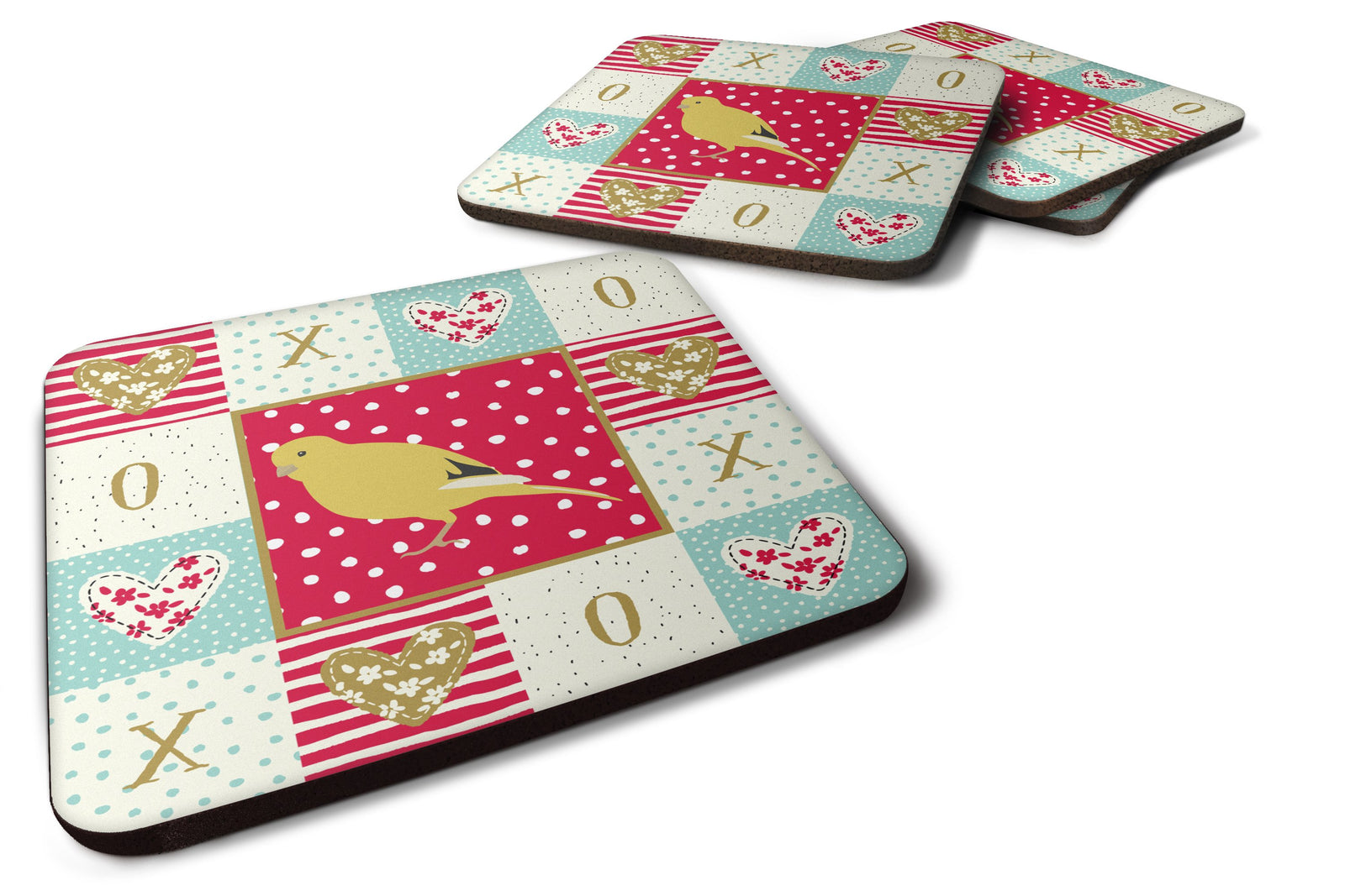 Set of 4 Border Canary Love Foam Coasters Set of 4 CK5501FC by Caroline's Treasures