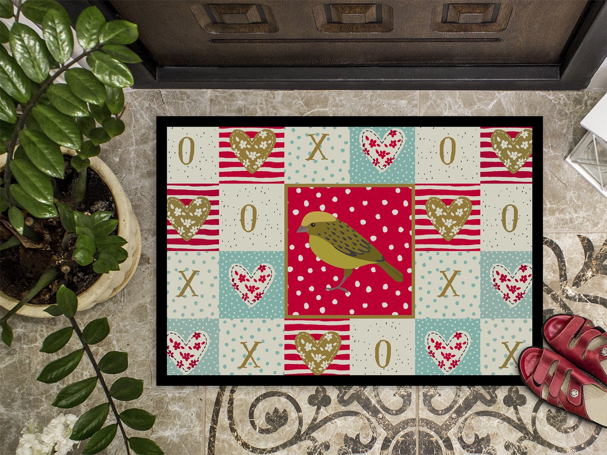 Lizard Canary Love Indoor or Outdoor Mat 24x36 CK5504JMAT by Caroline's Treasures