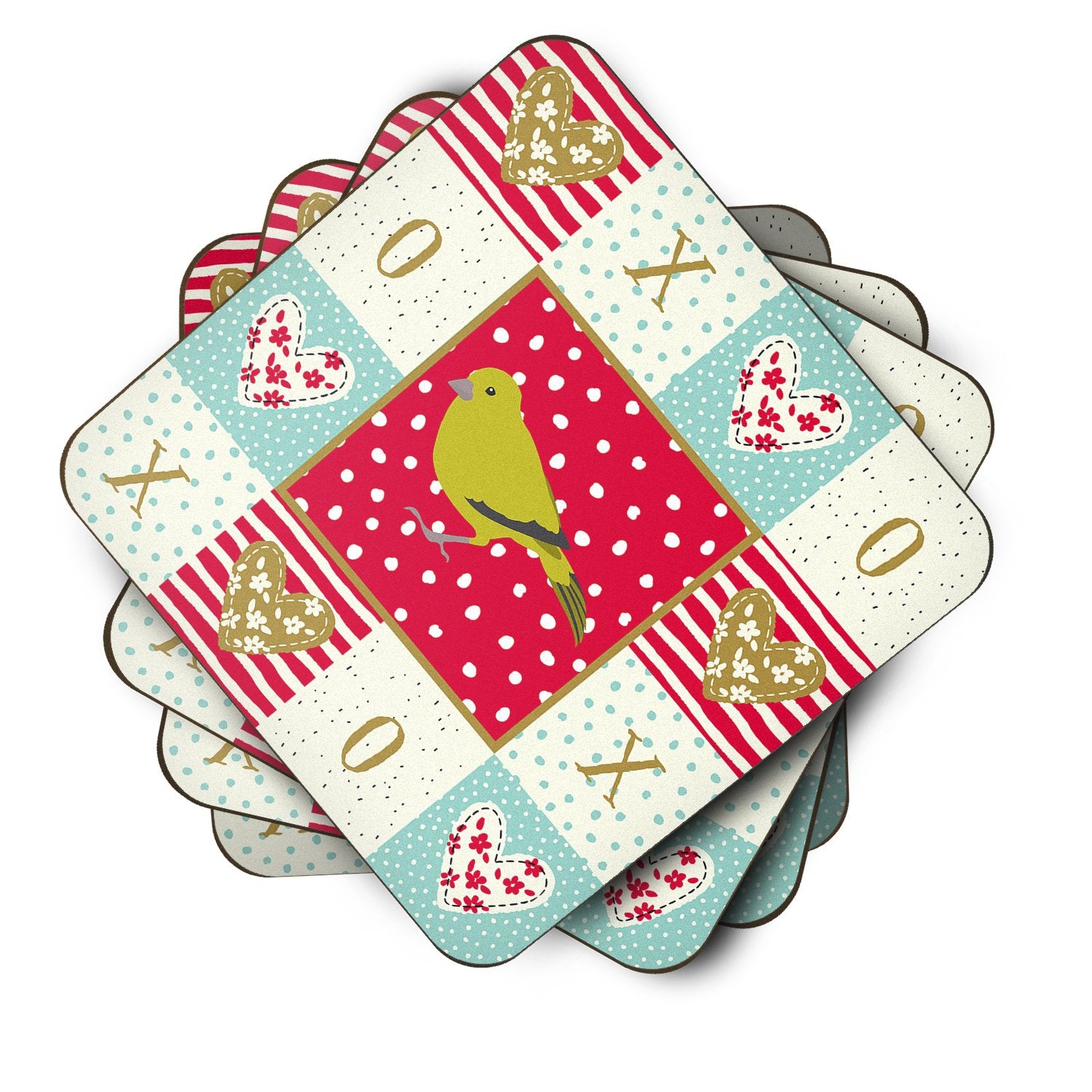 Set of 4 London Canary Love Foam Coasters Set of 4 CK5505FC by Caroline's Treasures