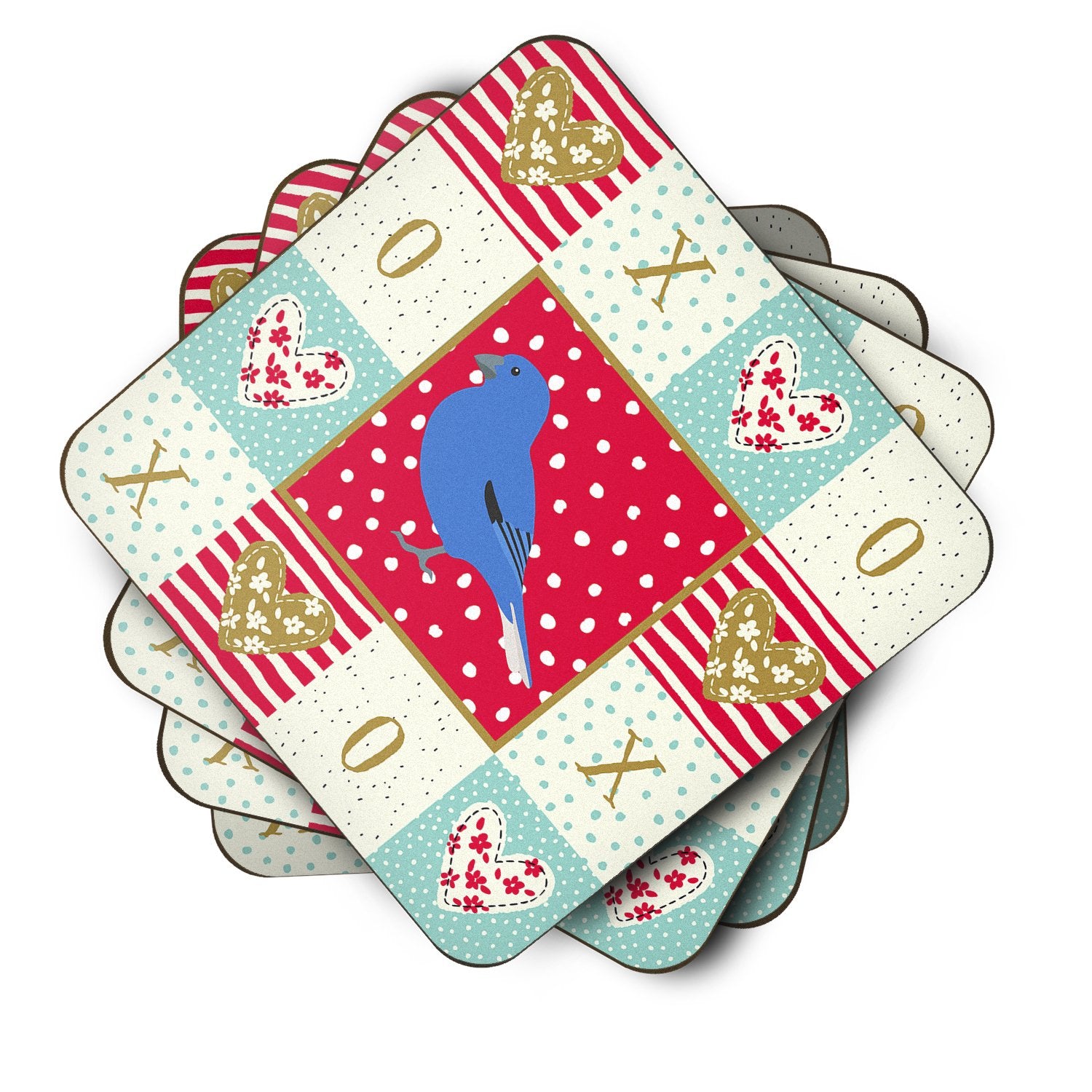 Set of 4 Bunting Love Foam Coasters Set of 4 CK5510FC by Caroline's Treasures