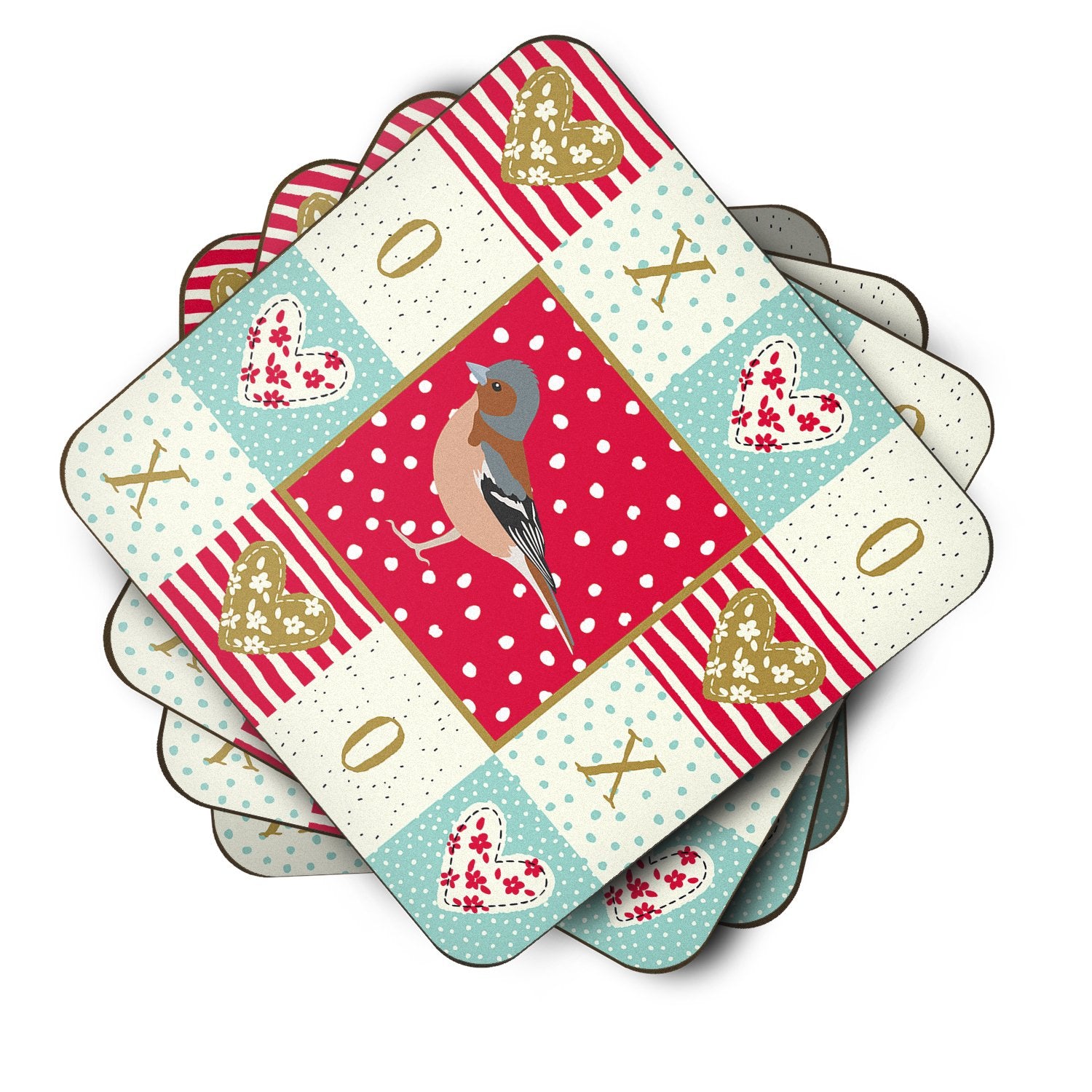 Set of 4 Finch Love Foam Coasters Set of 4 CK5511FC by Caroline's Treasures