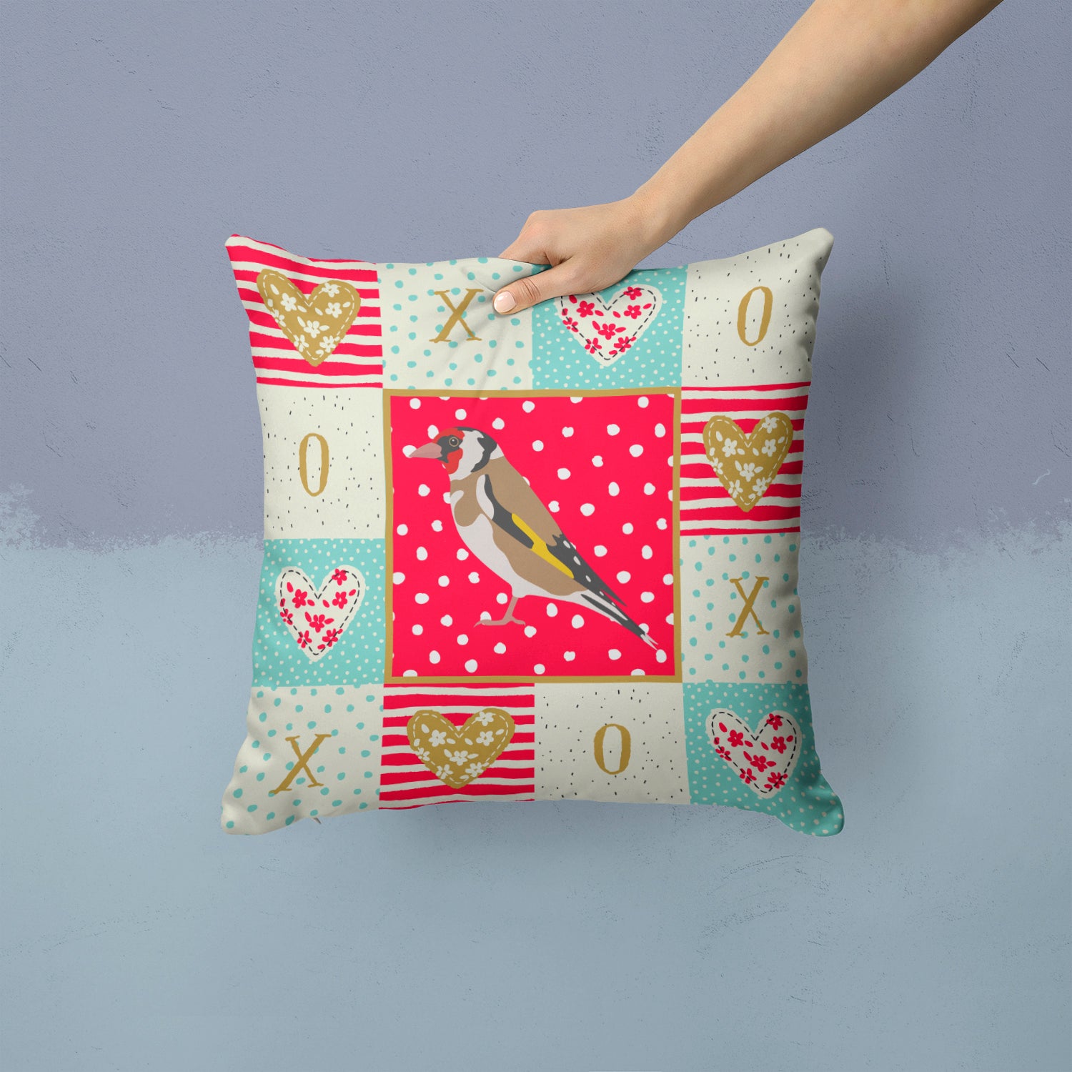 Gold Finch Love Fabric Decorative Pillow CK5512PW1414 - the-store.com