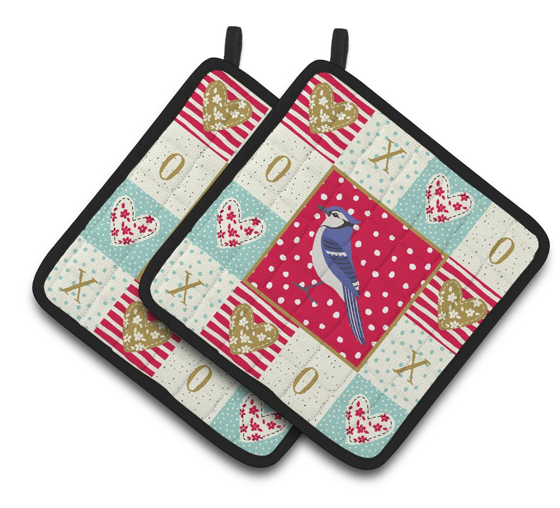 Jay Bird Love Pair of Pot Holders CK5513PTHD by Caroline&#39;s Treasures