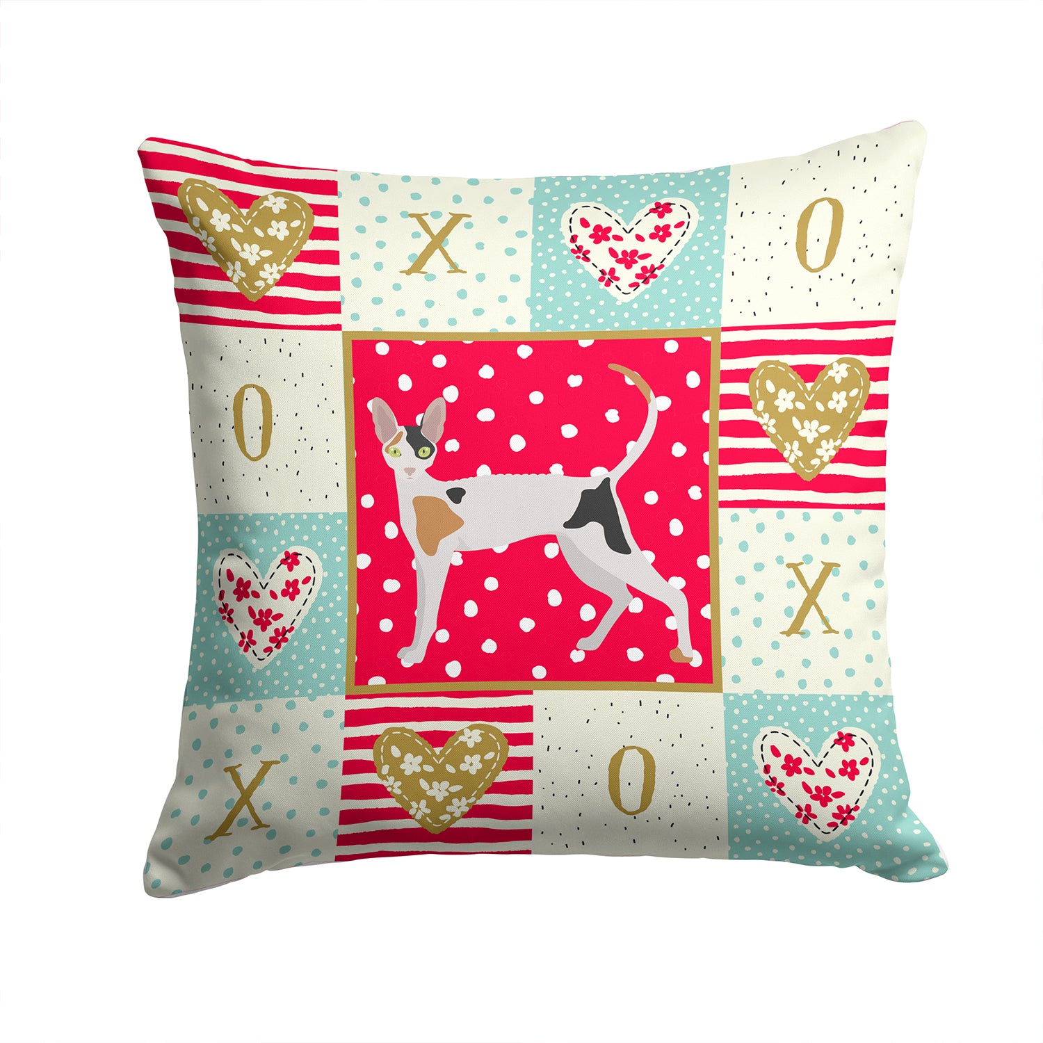 Cornish Rex Cat Love Fabric Decorative Pillow CK5592PW1414 - the-store.com