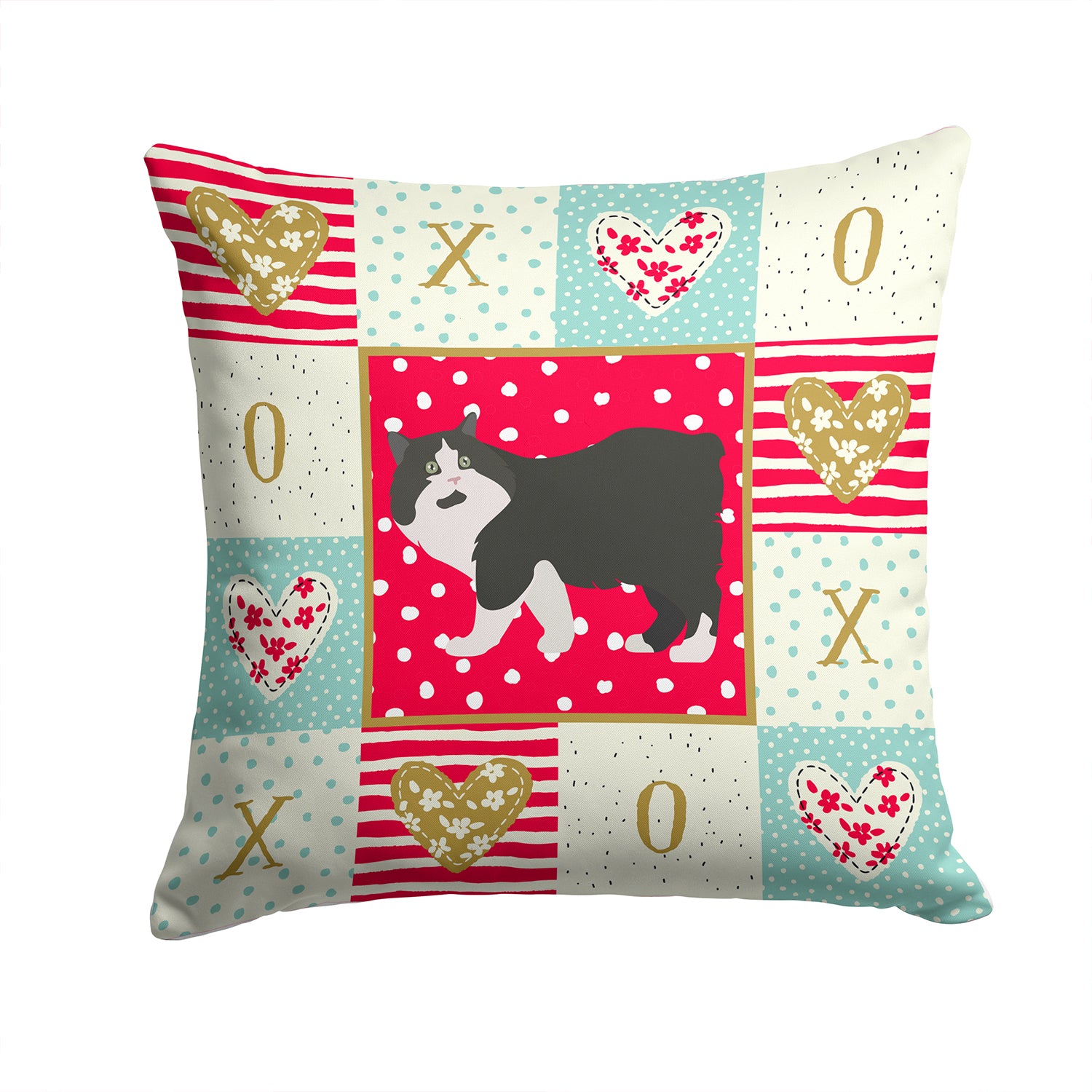 Cymric Cat Love Fabric Decorative Pillow CK5593PW1414 - the-store.com