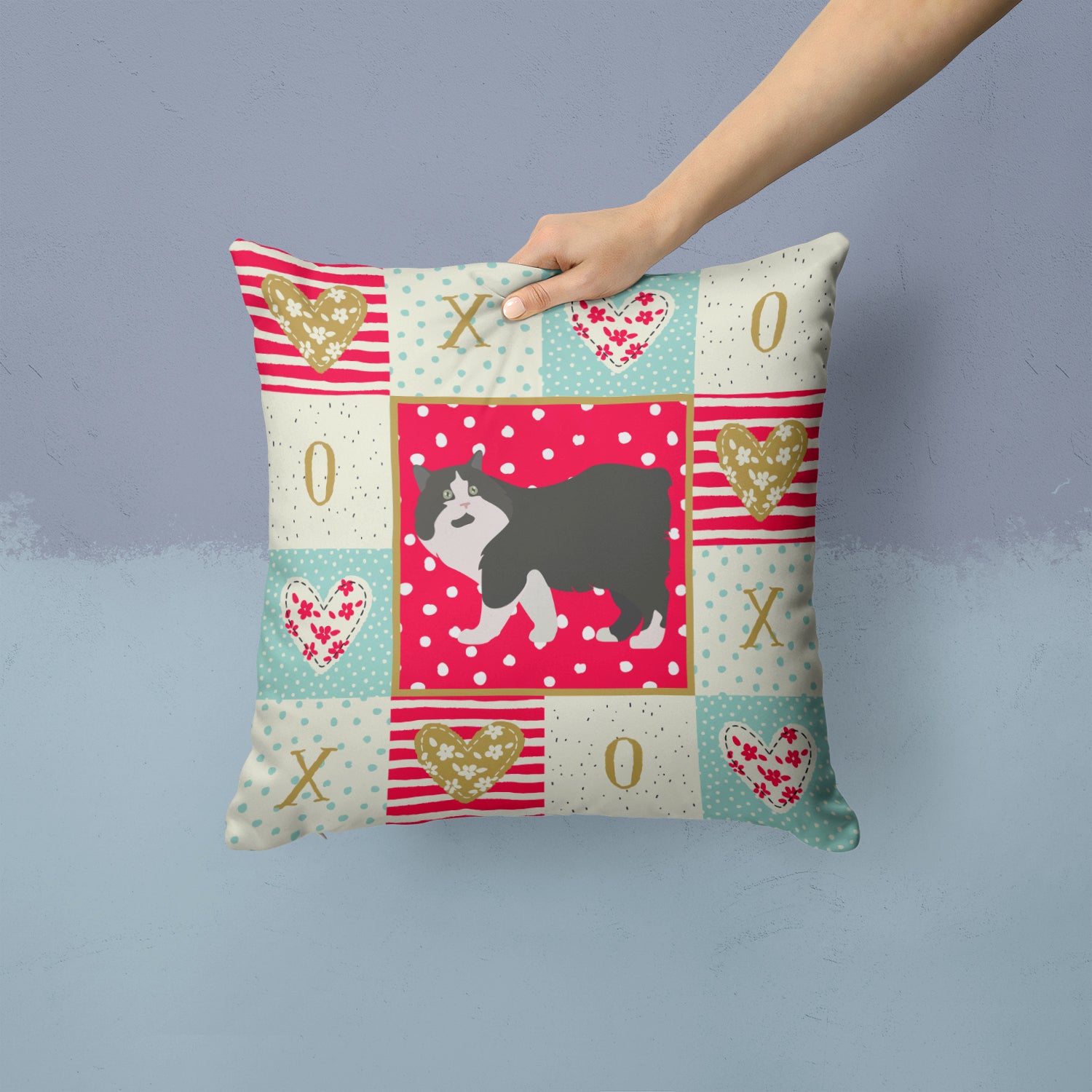 Cymric Cat Love Fabric Decorative Pillow CK5593PW1414 - the-store.com