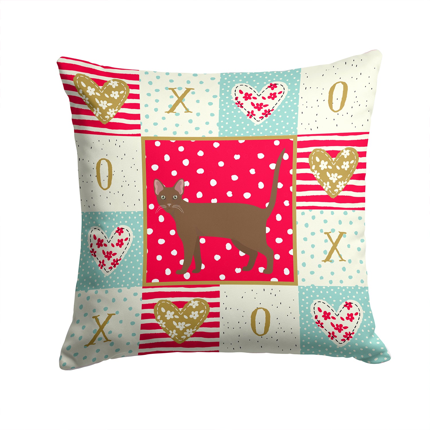 Havana Brown Cat Love Fabric Decorative Pillow CK5623PW1414 - the-store.com