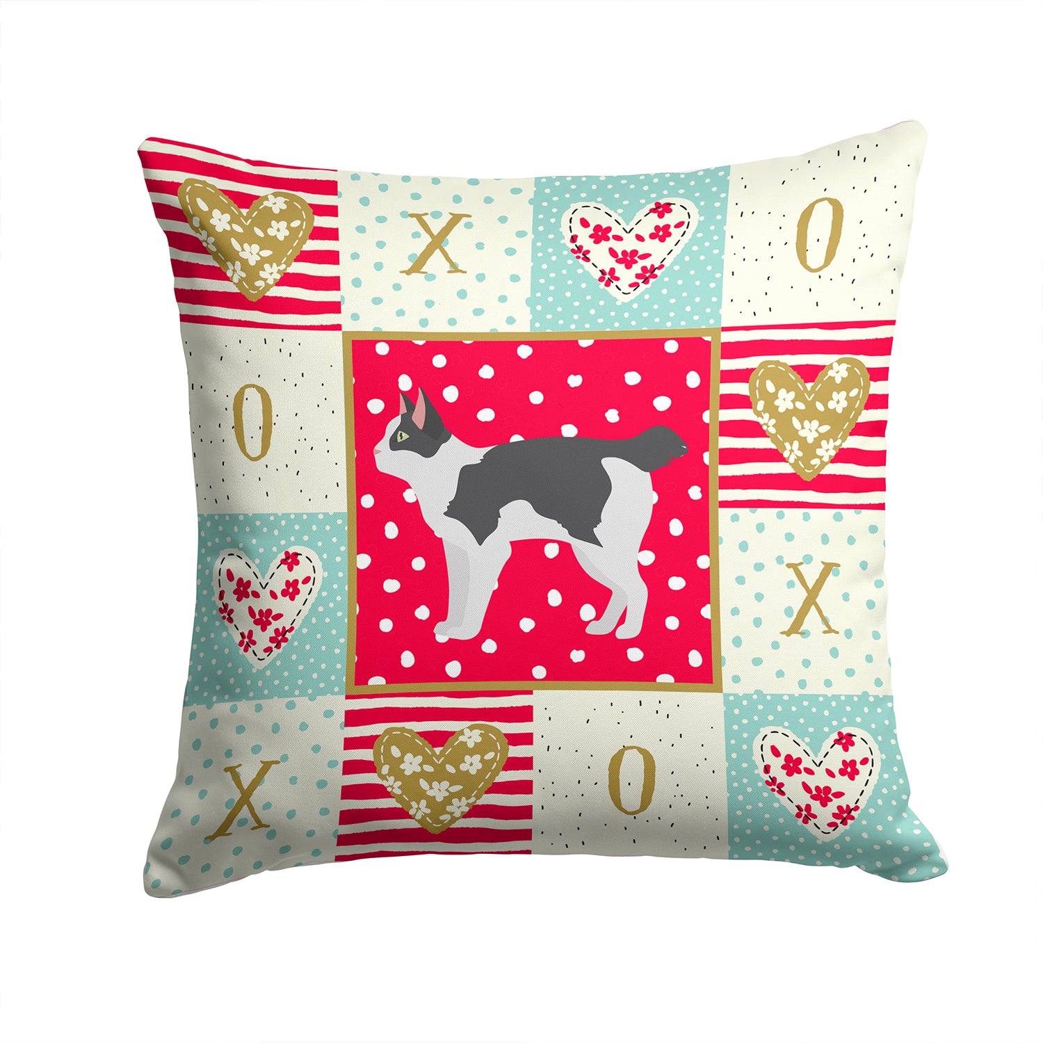 Japanese Bobtail Cat Love Fabric Decorative Pillow CK5627PW1414 - the-store.com