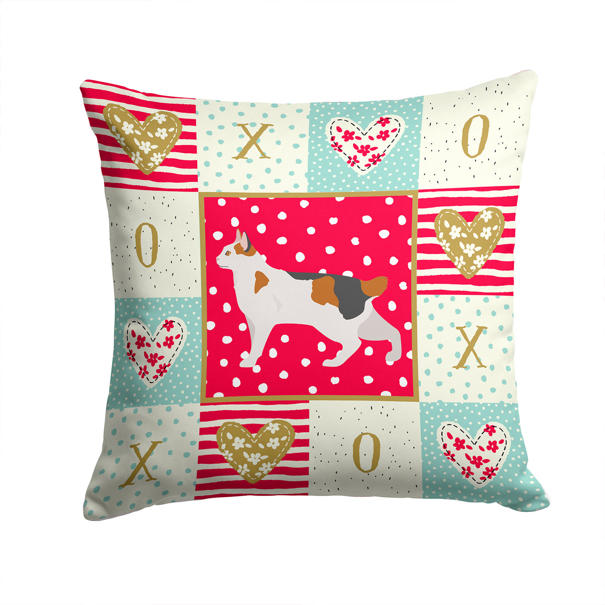 Korean Bobtail Cat Love Fabric Decorative Pillow CK5633PW1414 - the-store.com