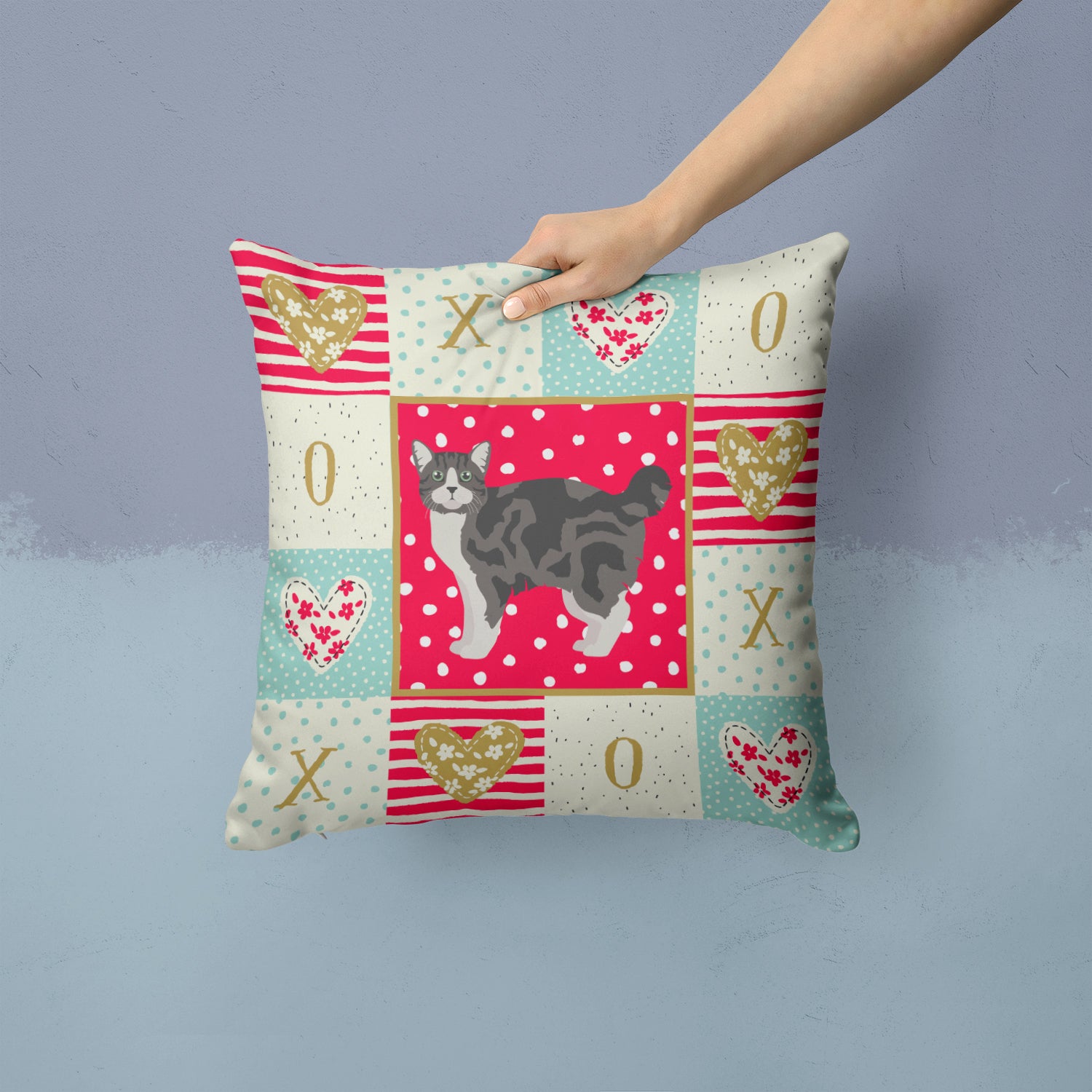 Manx #1 Cat Love Fabric Decorative Pillow CK5646PW1414 - the-store.com