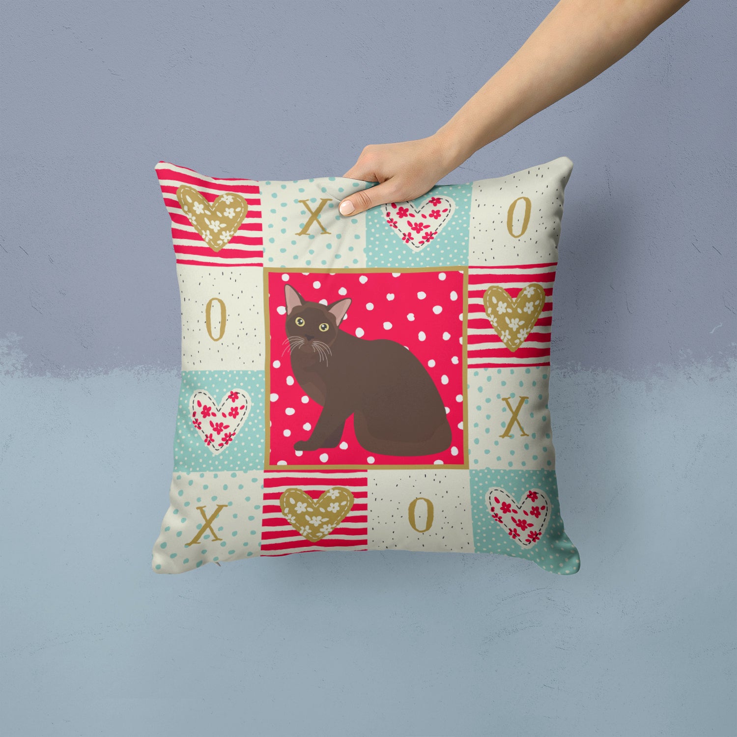 Burmese Cat Love Fabric Decorative Pillow CK5747PW1414 - the-store.com