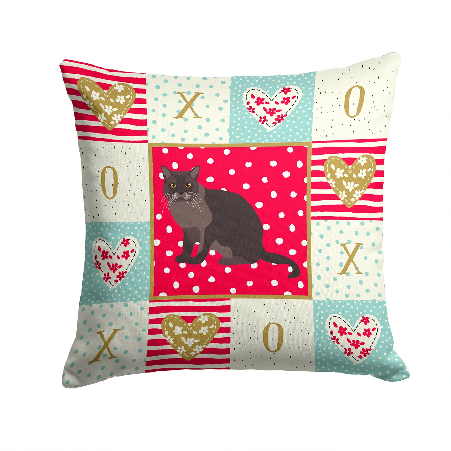 European Burmese Cat Love Fabric Decorative Pillow CK5761PW1414 - the-store.com