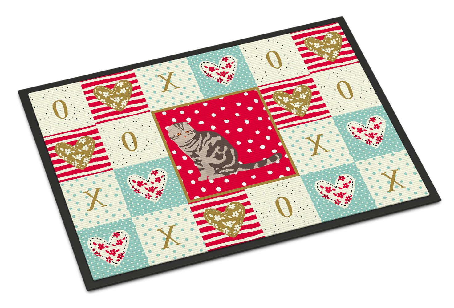 Foldex Exotic Fold Cat Love Indoor or Outdoor Mat 24x36 CK5762JMAT by Caroline's Treasures