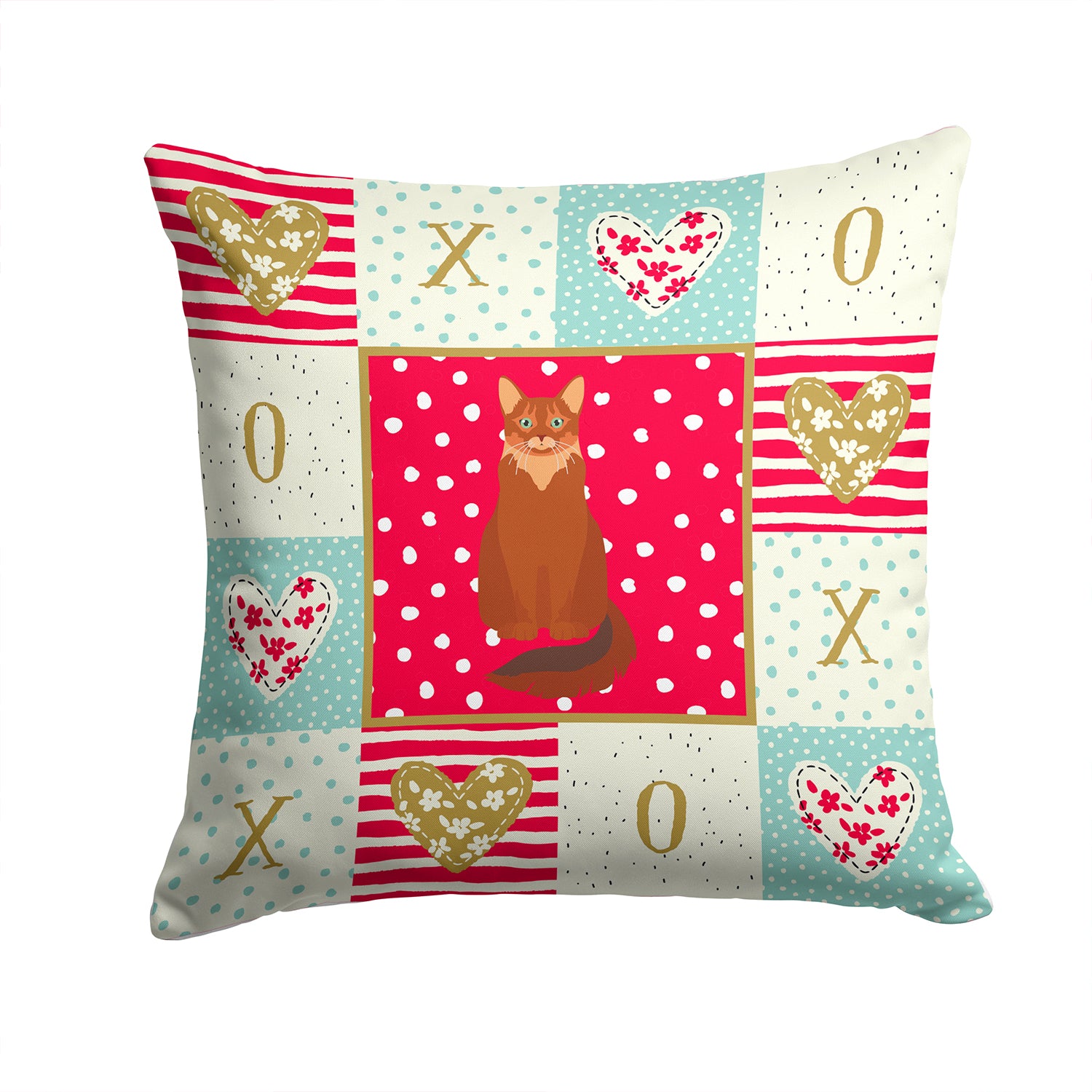 Somali Cat Love Fabric Decorative Pillow CK5793PW1414 - the-store.com