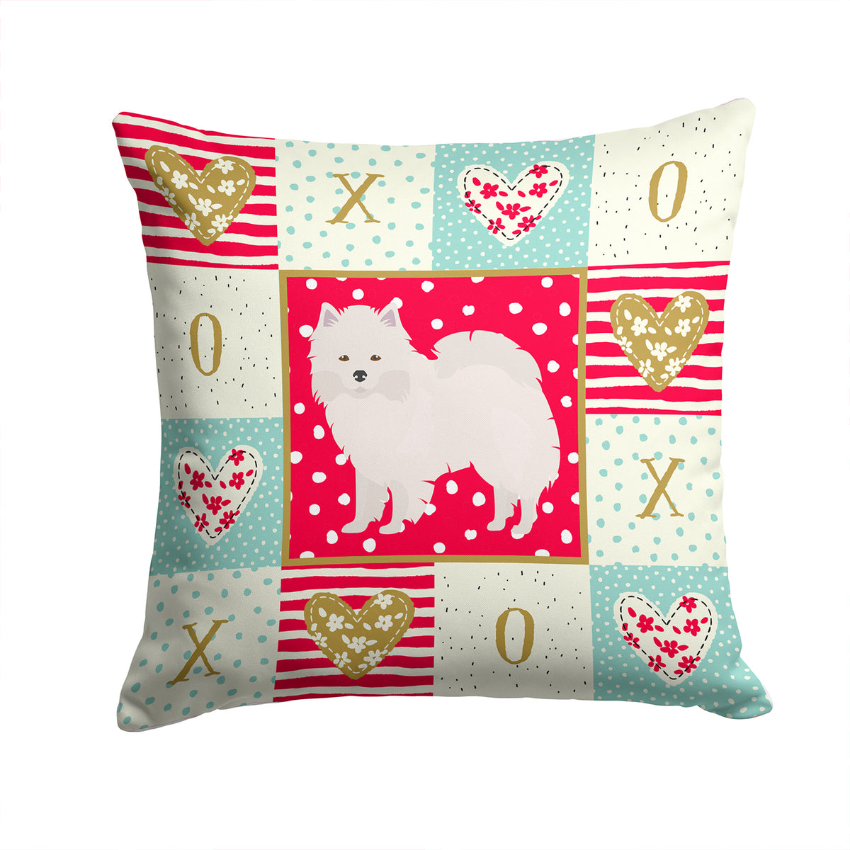 American Eskimo Love Fabric Decorative Pillow CK5808PW1414 - the-store.com