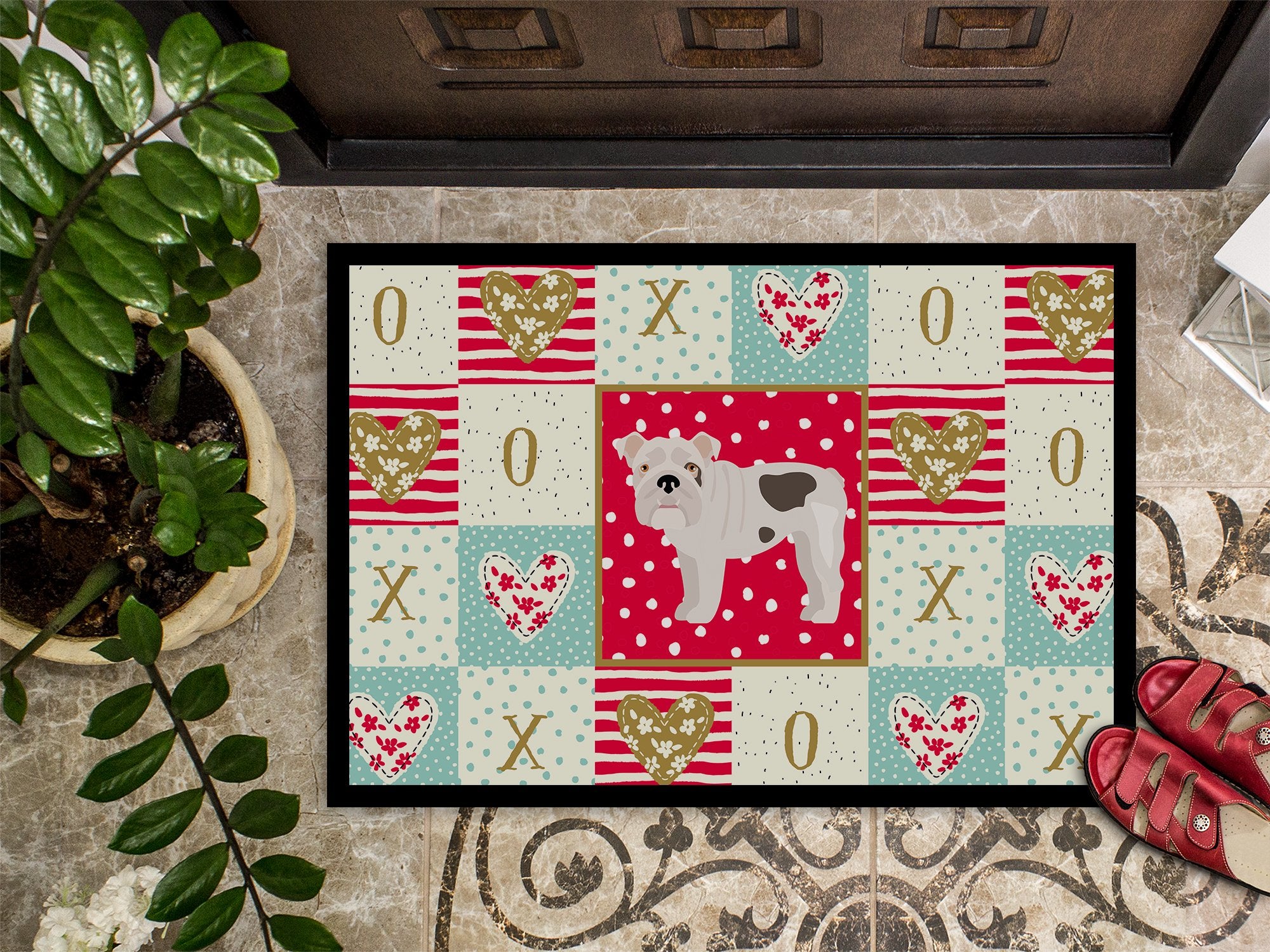 English Bulldog #2 Love Indoor or Outdoor Mat 24x36 CK5831JMAT by Caroline's Treasures