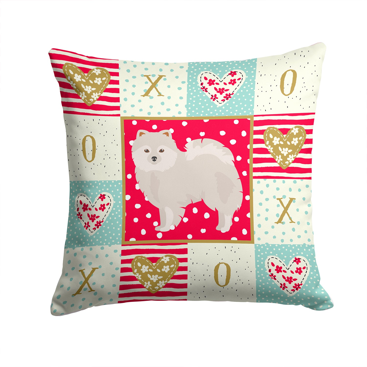 Japanese Spitz Love Fabric Decorative Pillow CK5850PW1414 - the-store.com