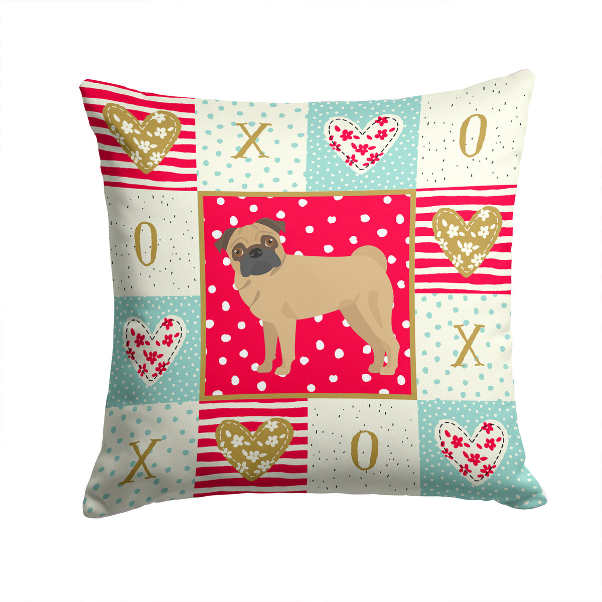 Pug Love Fabric Decorative Pillow CK5886PW1414 - the-store.com