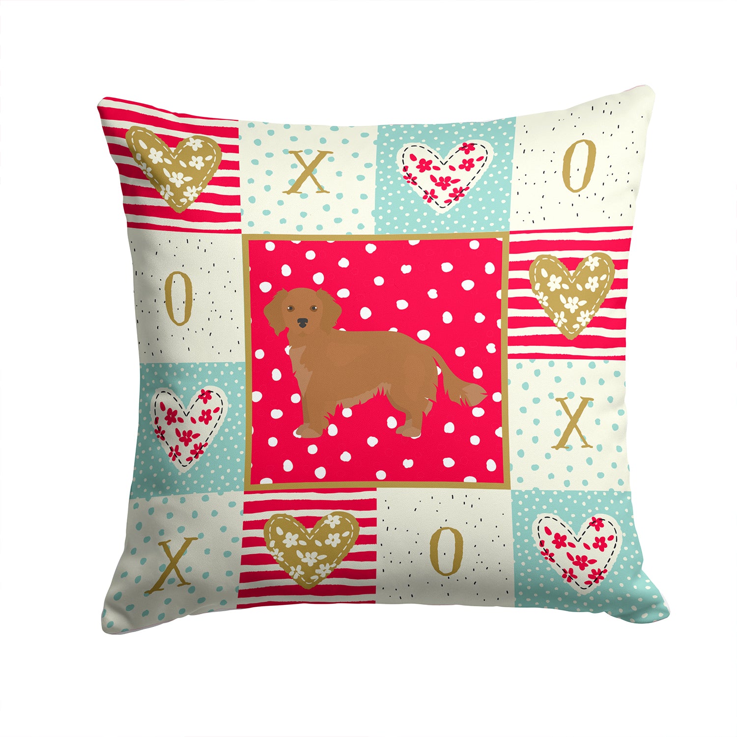 Small Greek Domestic Dog Love Fabric Decorative Pillow CK5895PW1414 - the-store.com